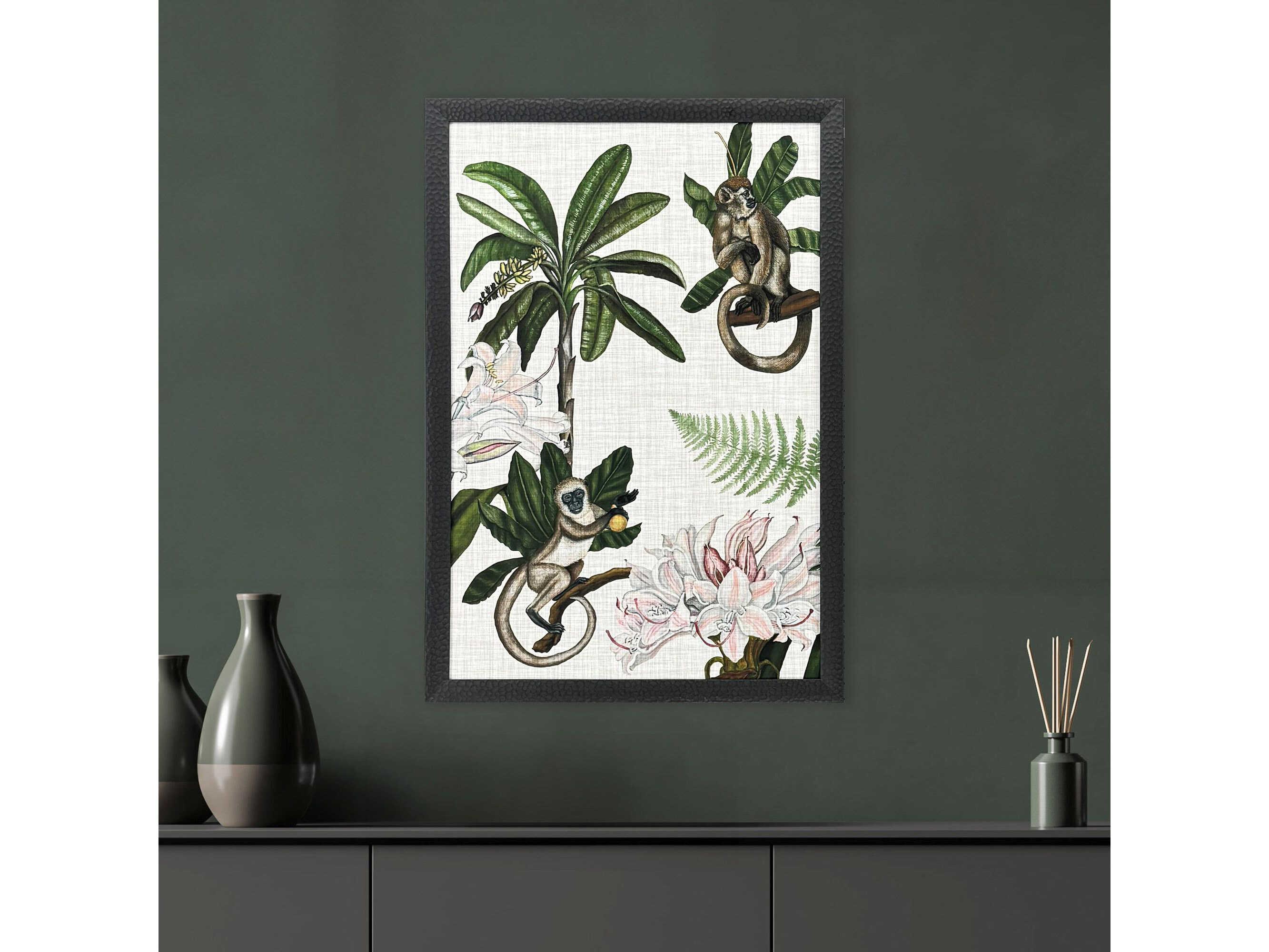 Paragon Animals Monkey on Linen-I Wall Art