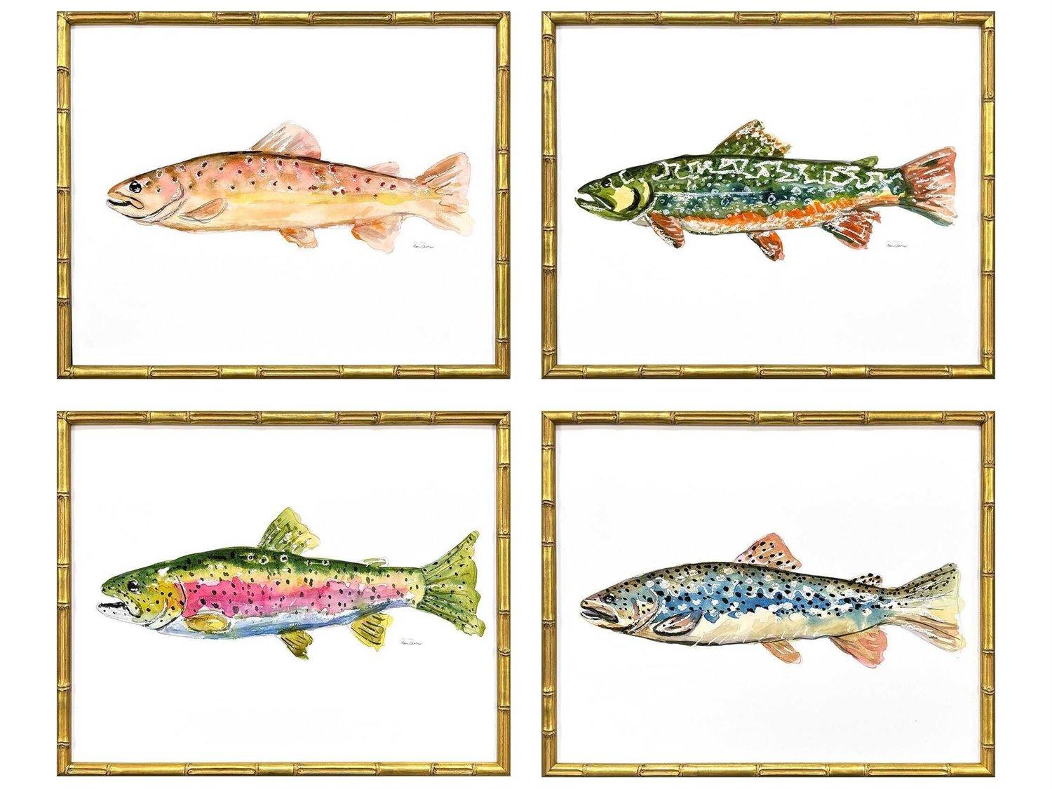 Paragon Animals Colorful Trout Wall Art Set of 4