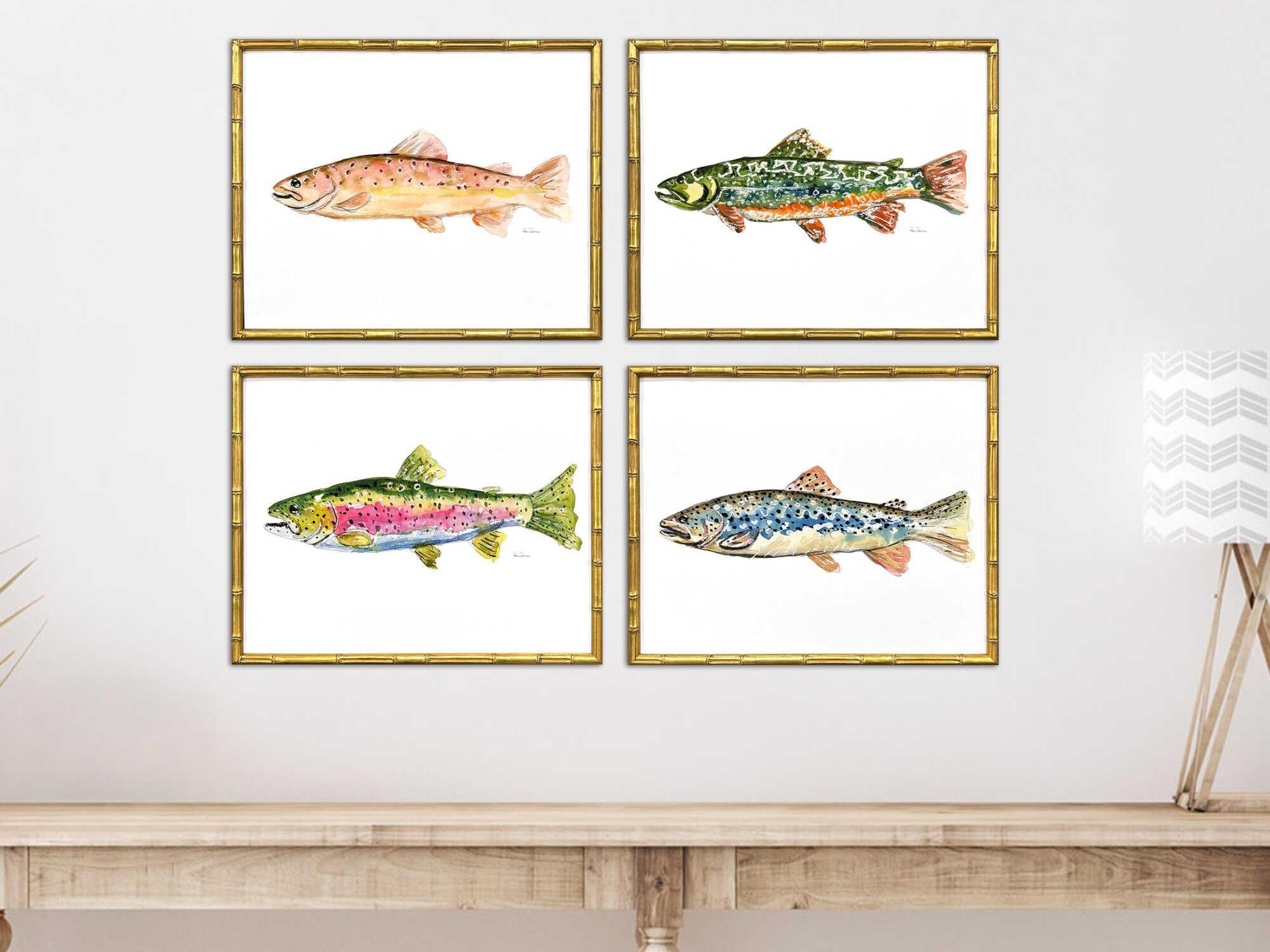 Paragon Animals Colorful Trout Wall Art Set of 4