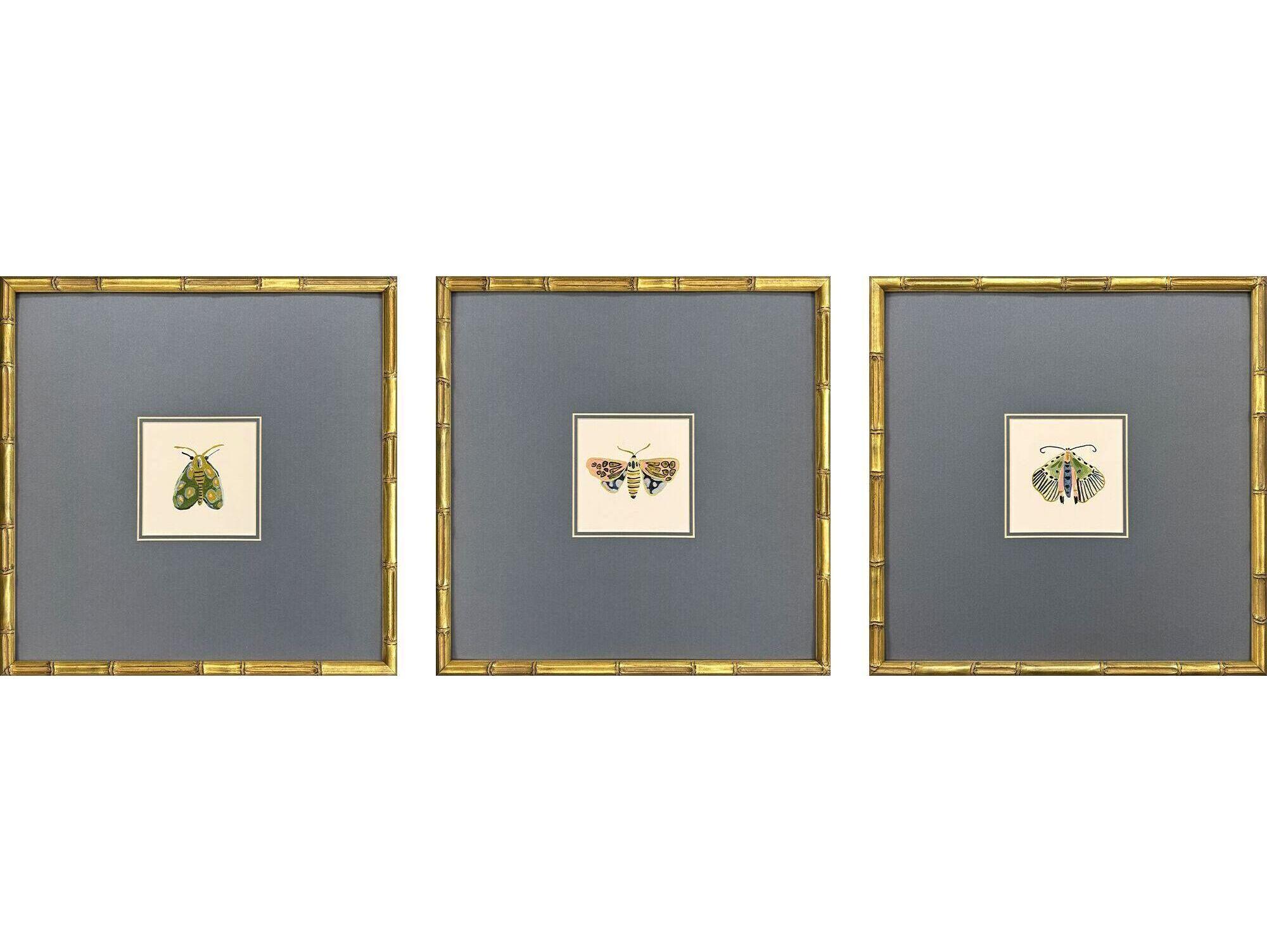 Paragon Pastel Moths II Framed Art - Set of 3
