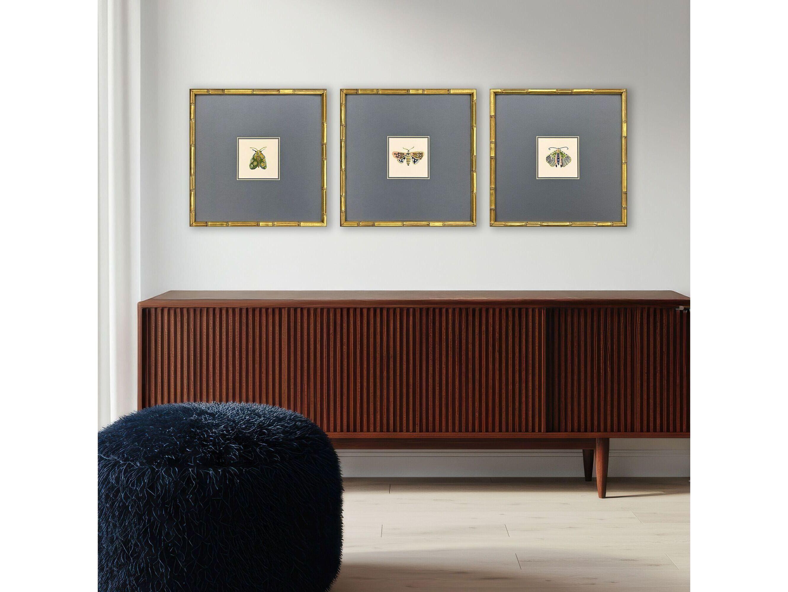 Paragon Pastel Moths II Framed Art - Set of 3