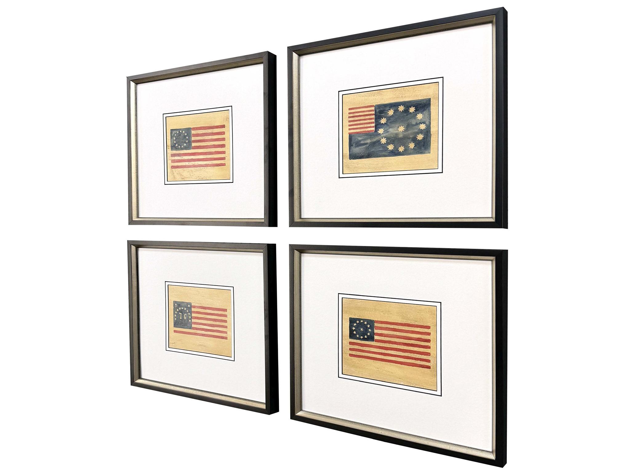 Paragon American Flags I Framed Art - Set of 4