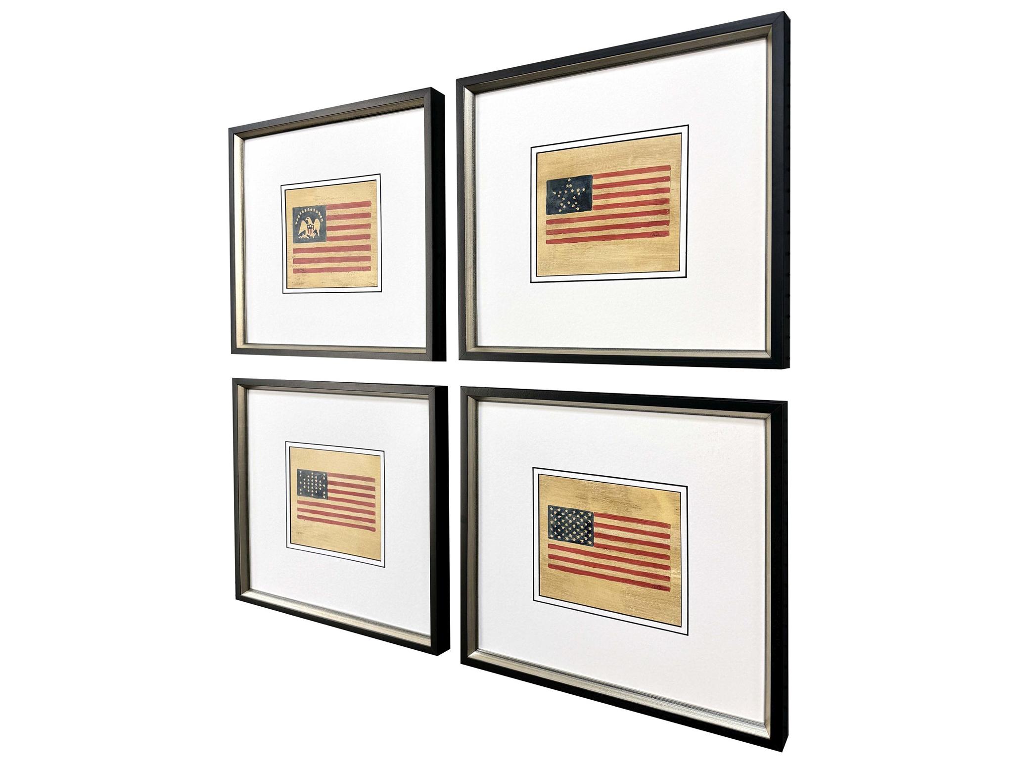 Paragon American Flags II Framed Art - Set of 4