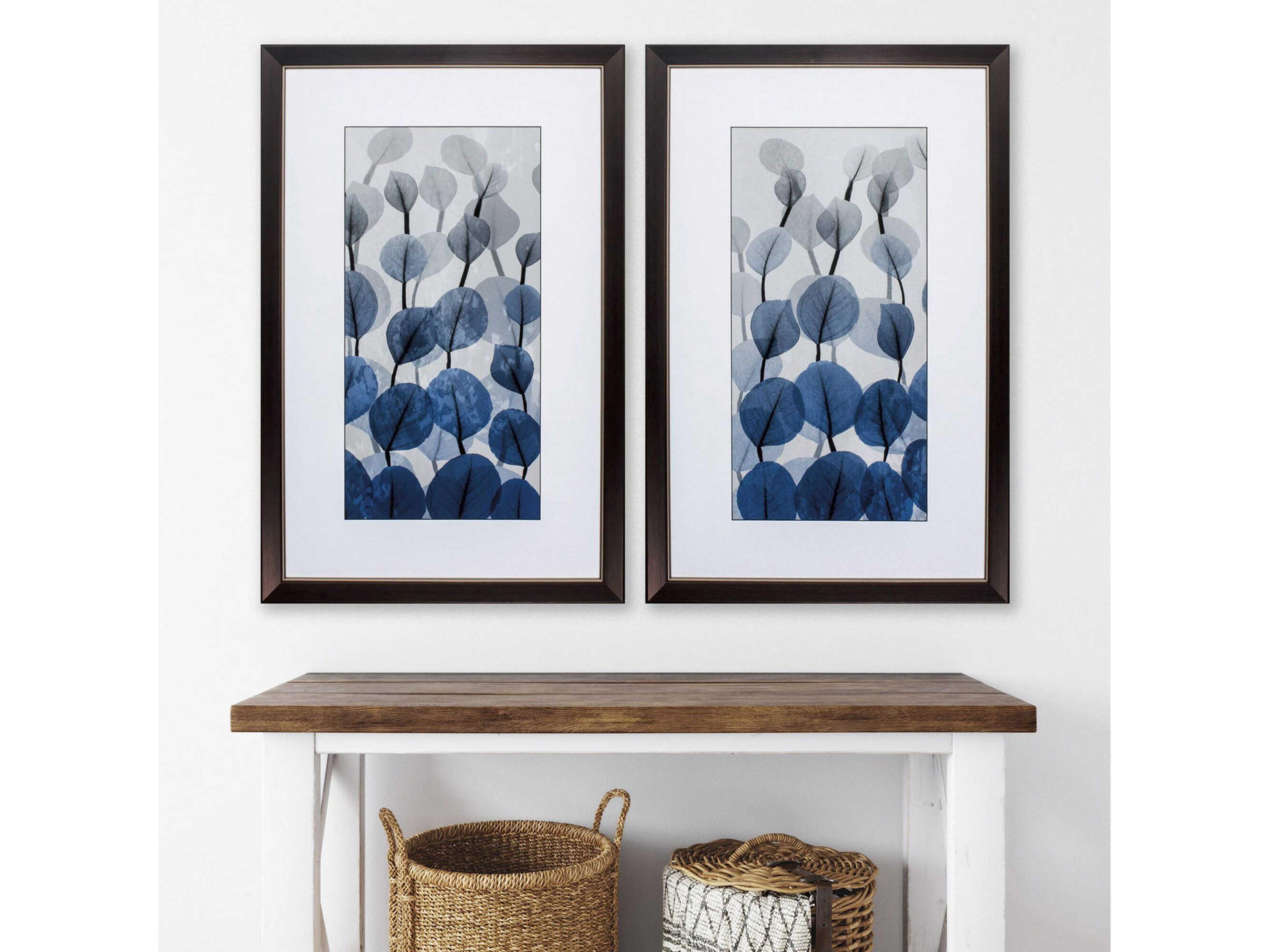 Paragon Florals Blue Leaves Wall Art Set of 2