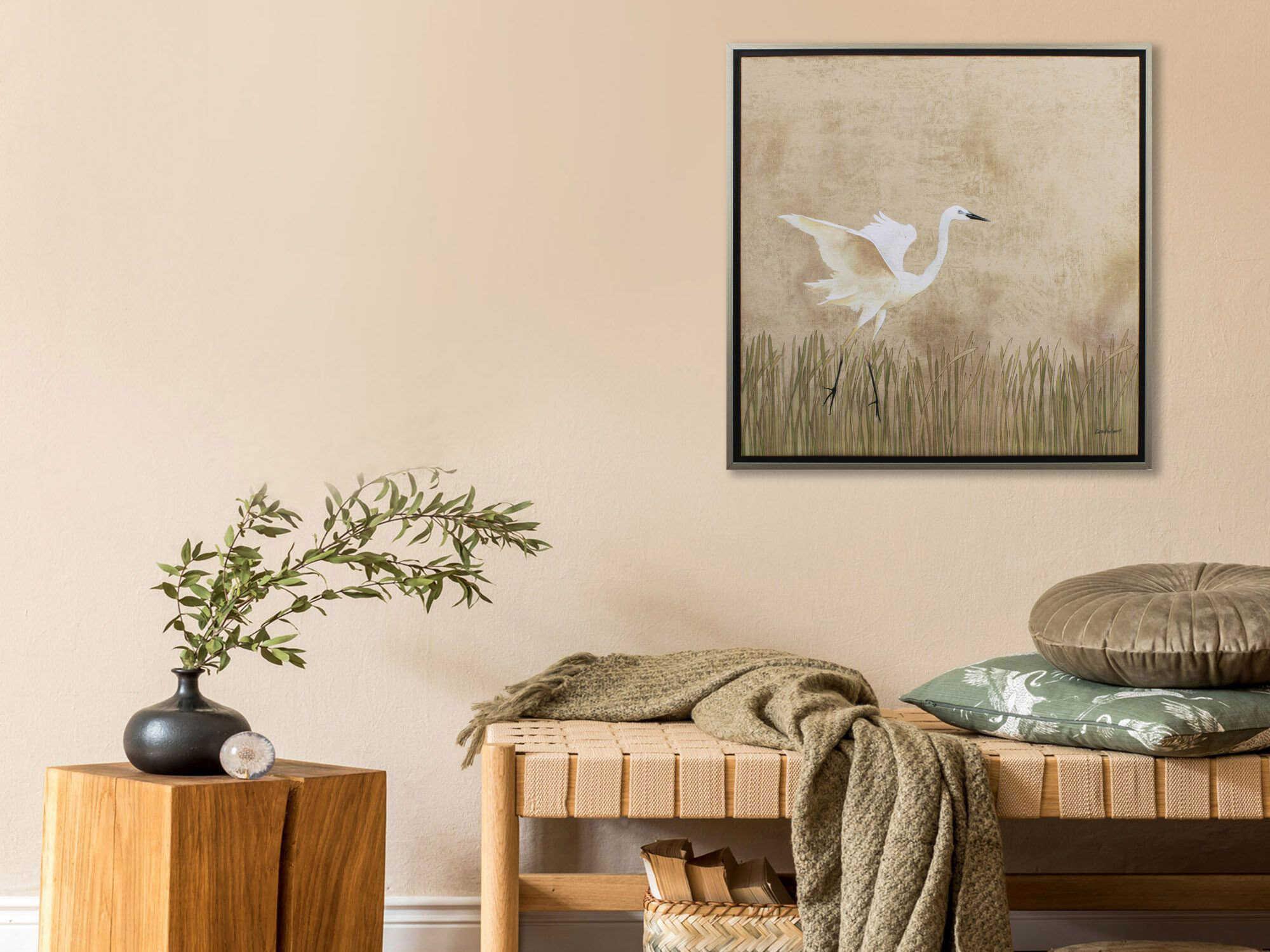 Paragon Florals Egret Alighting-I Canvas Wall Art