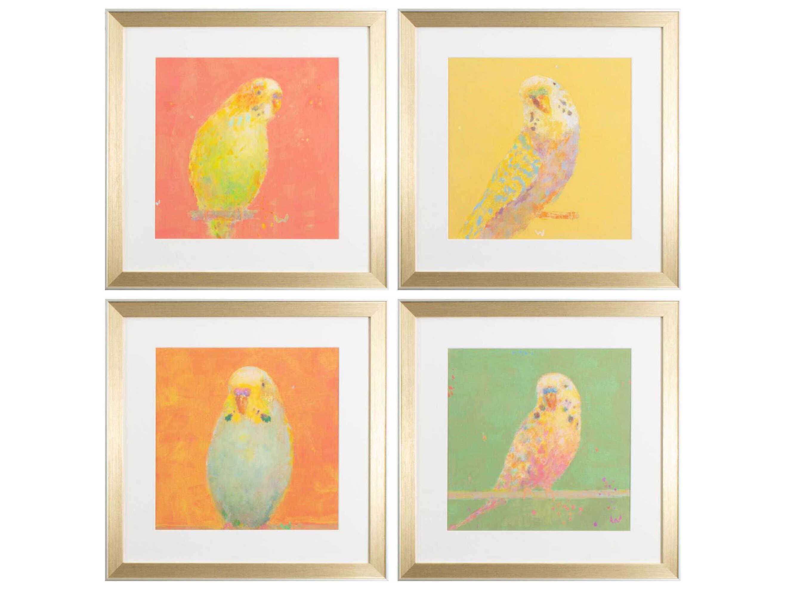 Paragon Florals Colorful Bird-B Wall Art Set of 4