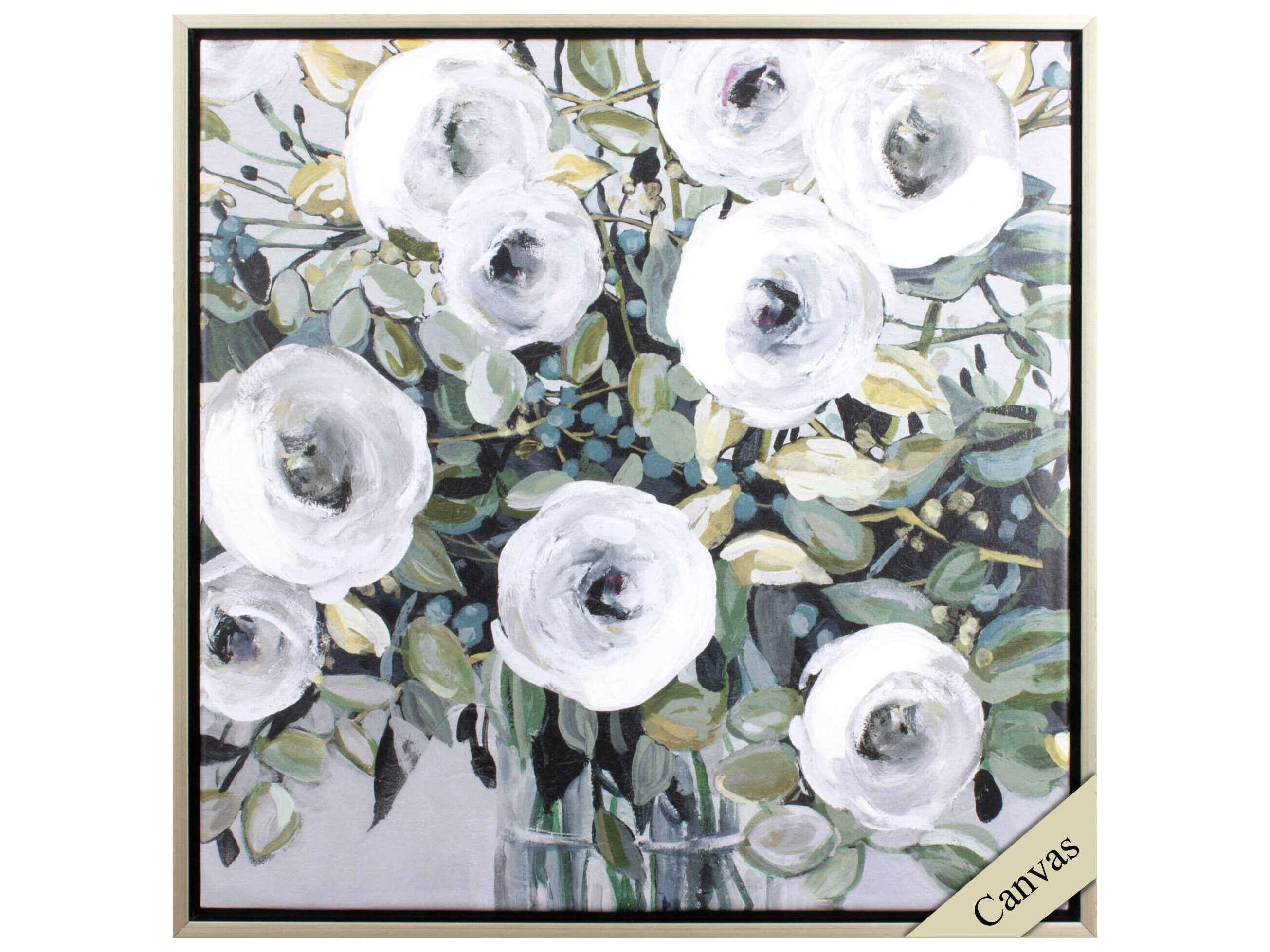 Paragon Florals White Rose Parade Canvas Wall Art