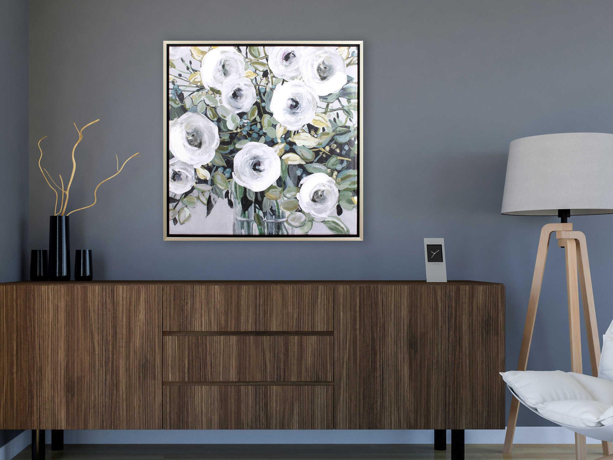 Paragon Florals White Rose Parade Canvas Wall Art