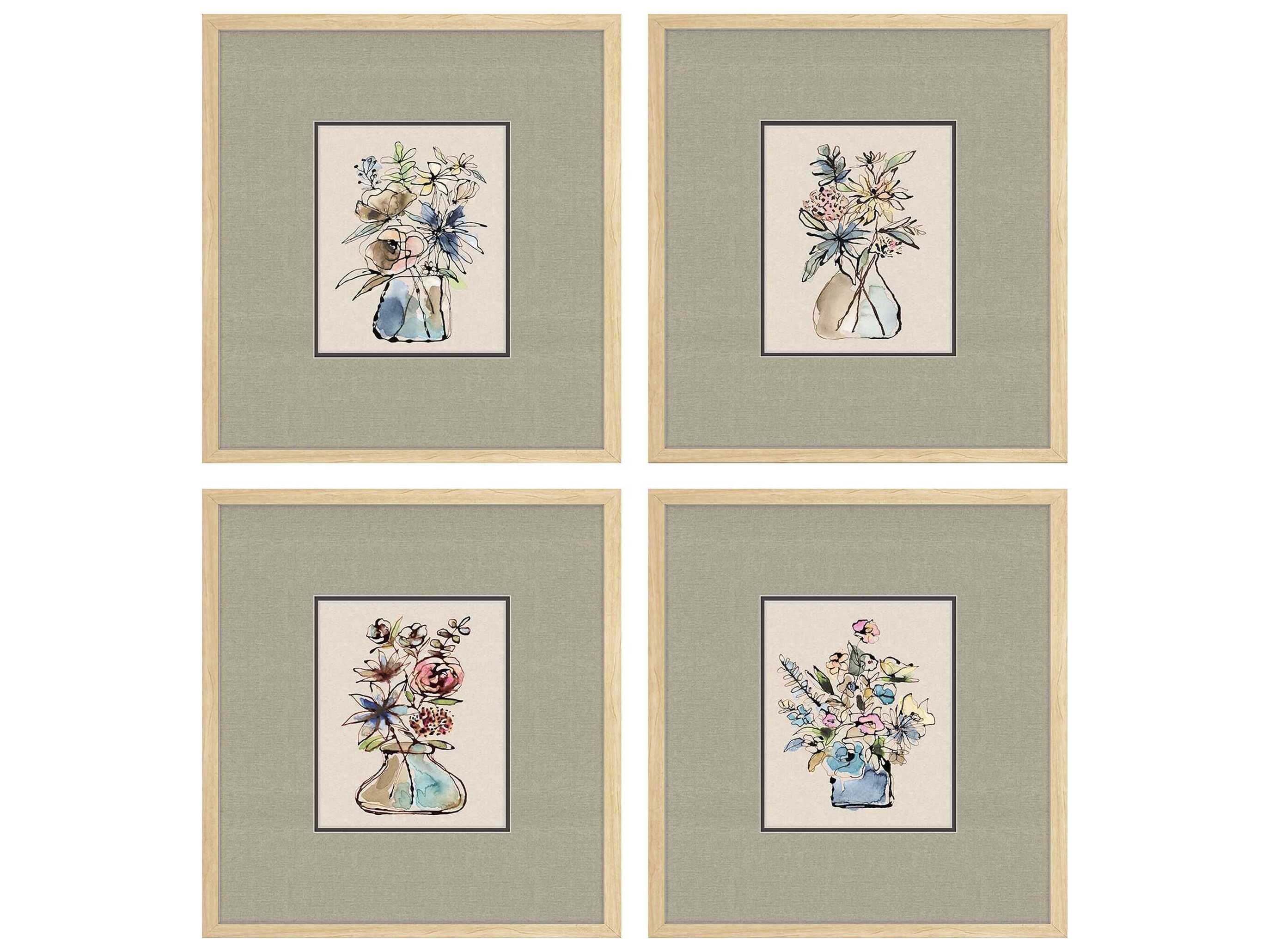 Paragon Florals Floral Sketch Wall Art Set of 4