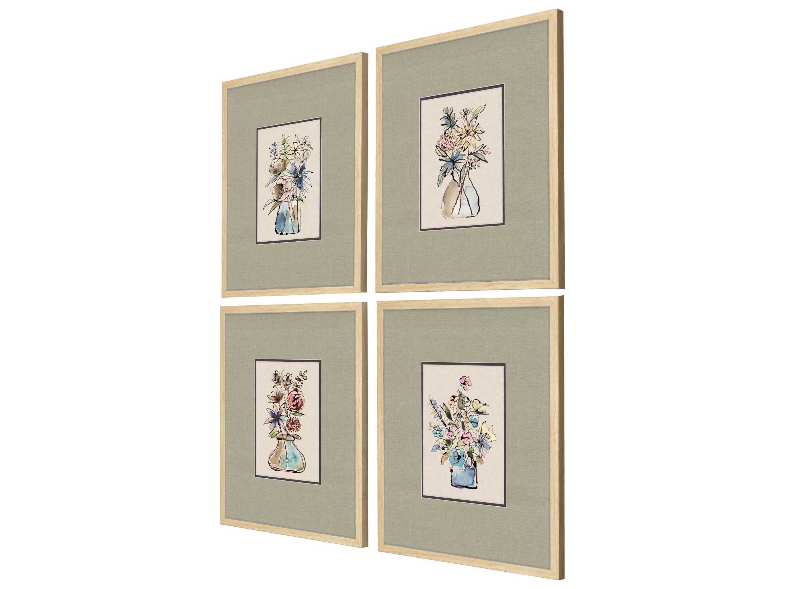Paragon Florals Floral Sketch Wall Art Set of 4