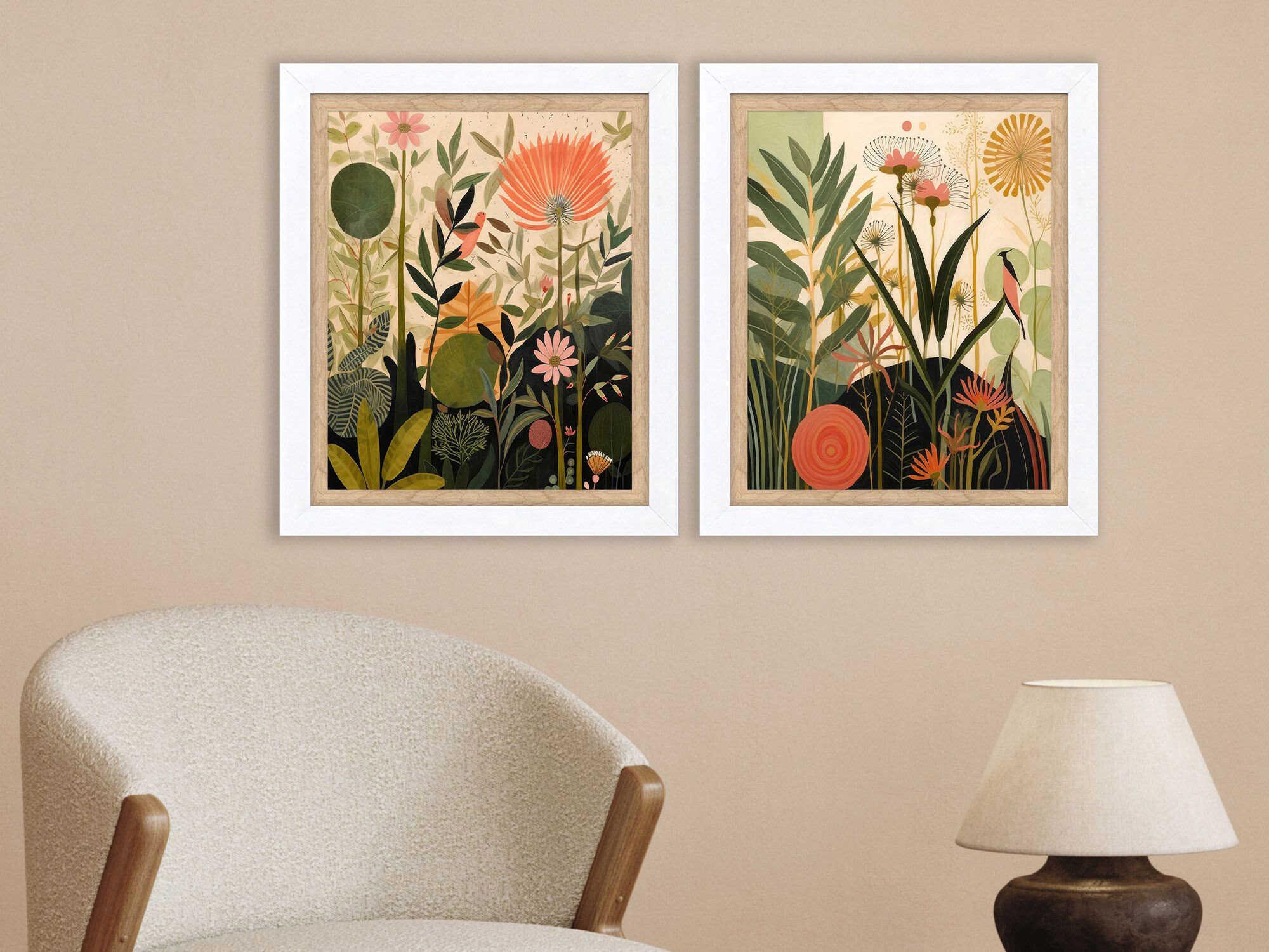Paragon Florals Botanical Embrace Wall Art Set of 2