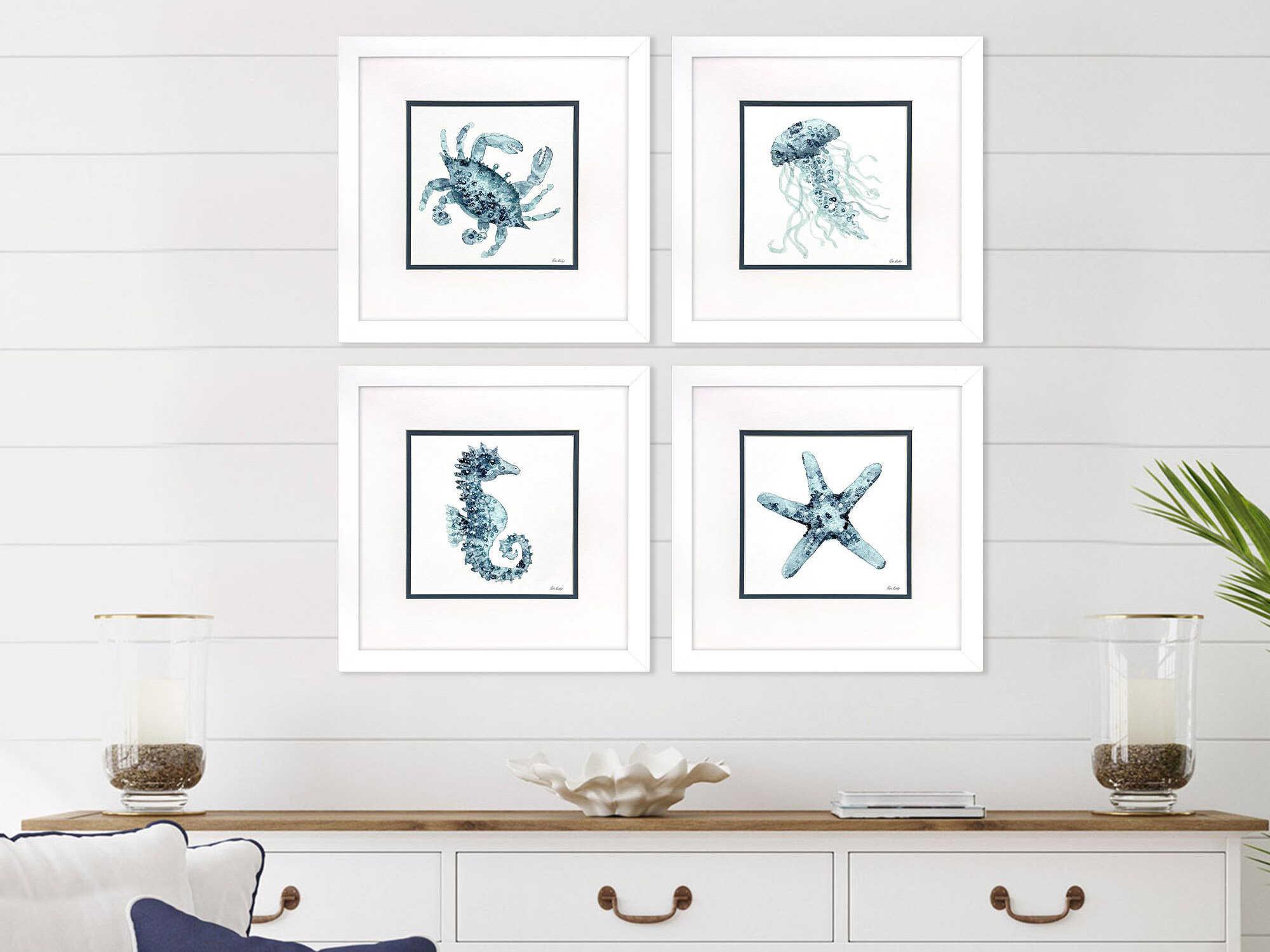 Paragon Animals Water Sea Creatures Wall Art Set of 4
