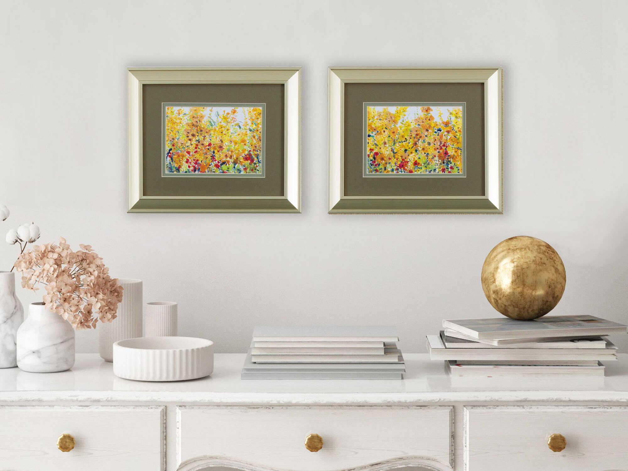 Paragon Florals Golden Summer Garden Wall Art Set of 2
