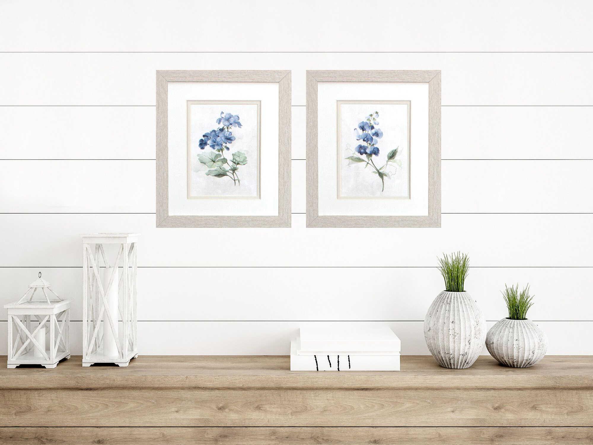 Paragon Florals Farmhouse Periwinkle Wall Art Set of 2
