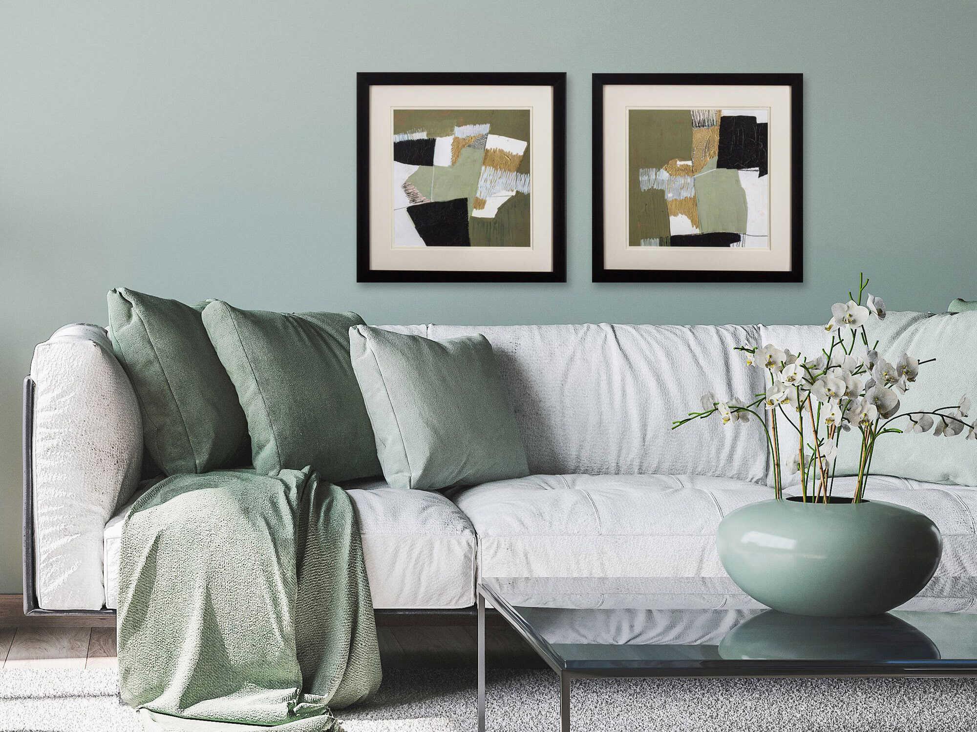 Paragon Abstract Olive Black Gold Wall Art Set of 2