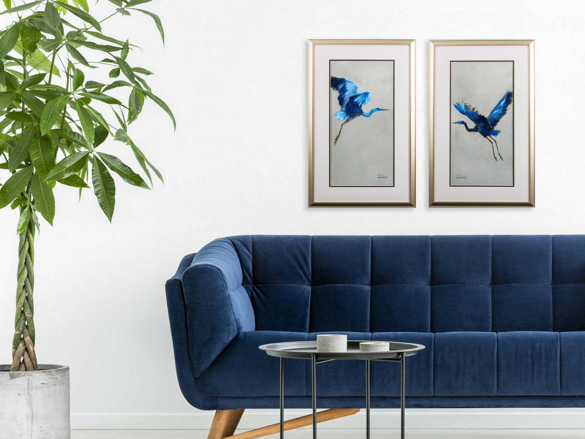 Paragon Florals Blue Heron Wall Art Set of 2