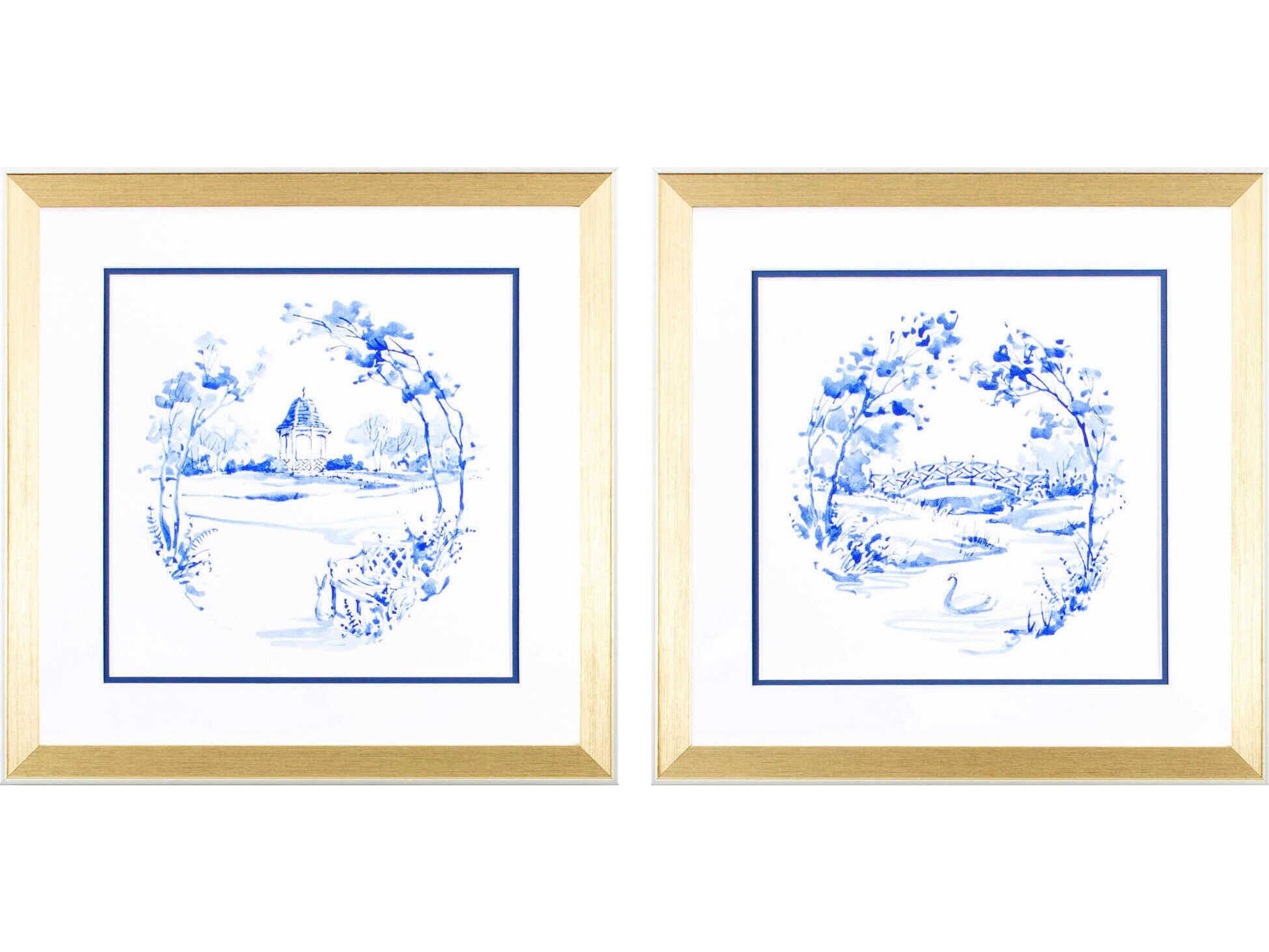 Paragon Florals Blue Garden Impress-B Wall Art Set of 2