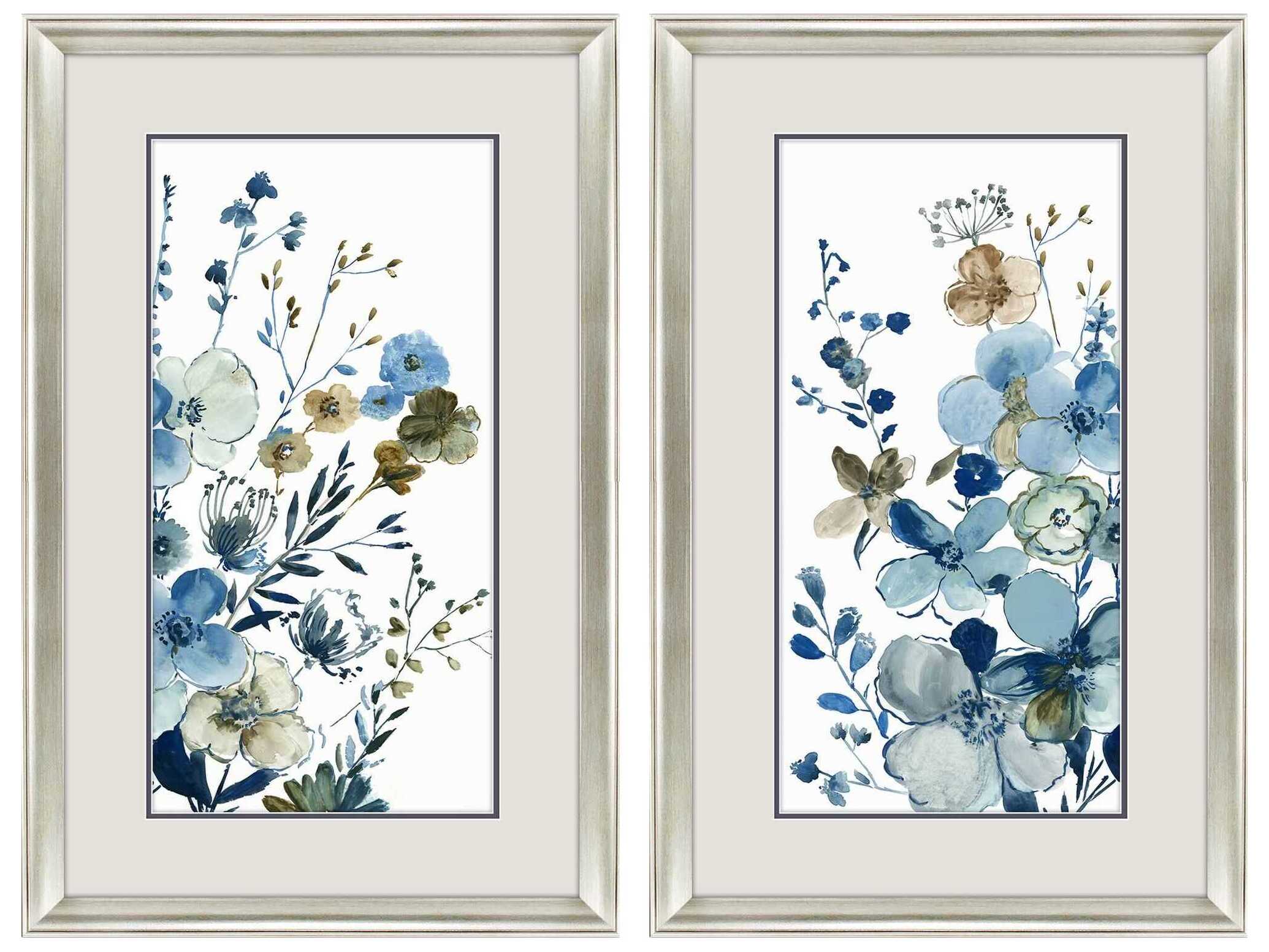 Paragon Florals Blue Blossoming Wall Art Set of 2