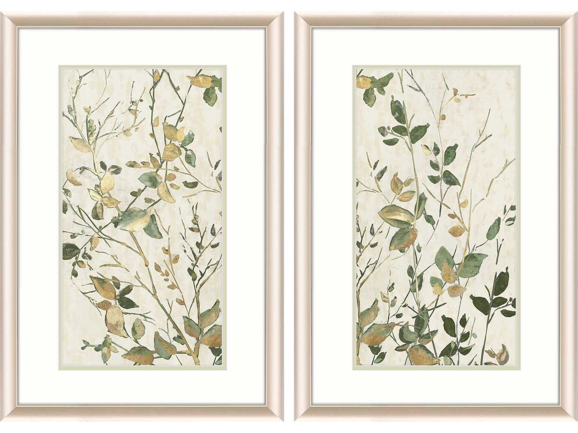 Paragon Florals Golden Green Branches Wall Art Set of 2