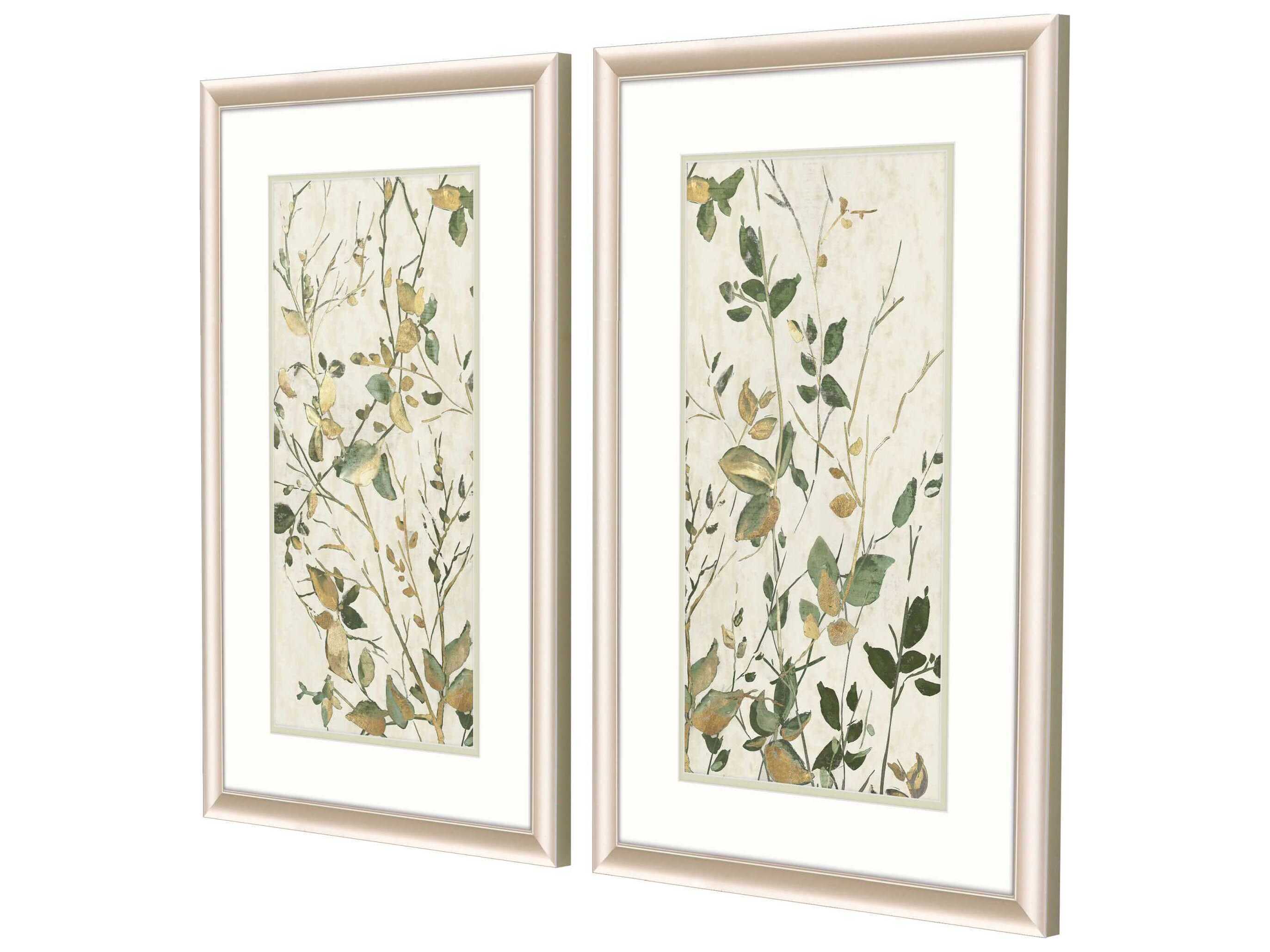 Paragon Florals Golden Green Branches Wall Art Set of 2