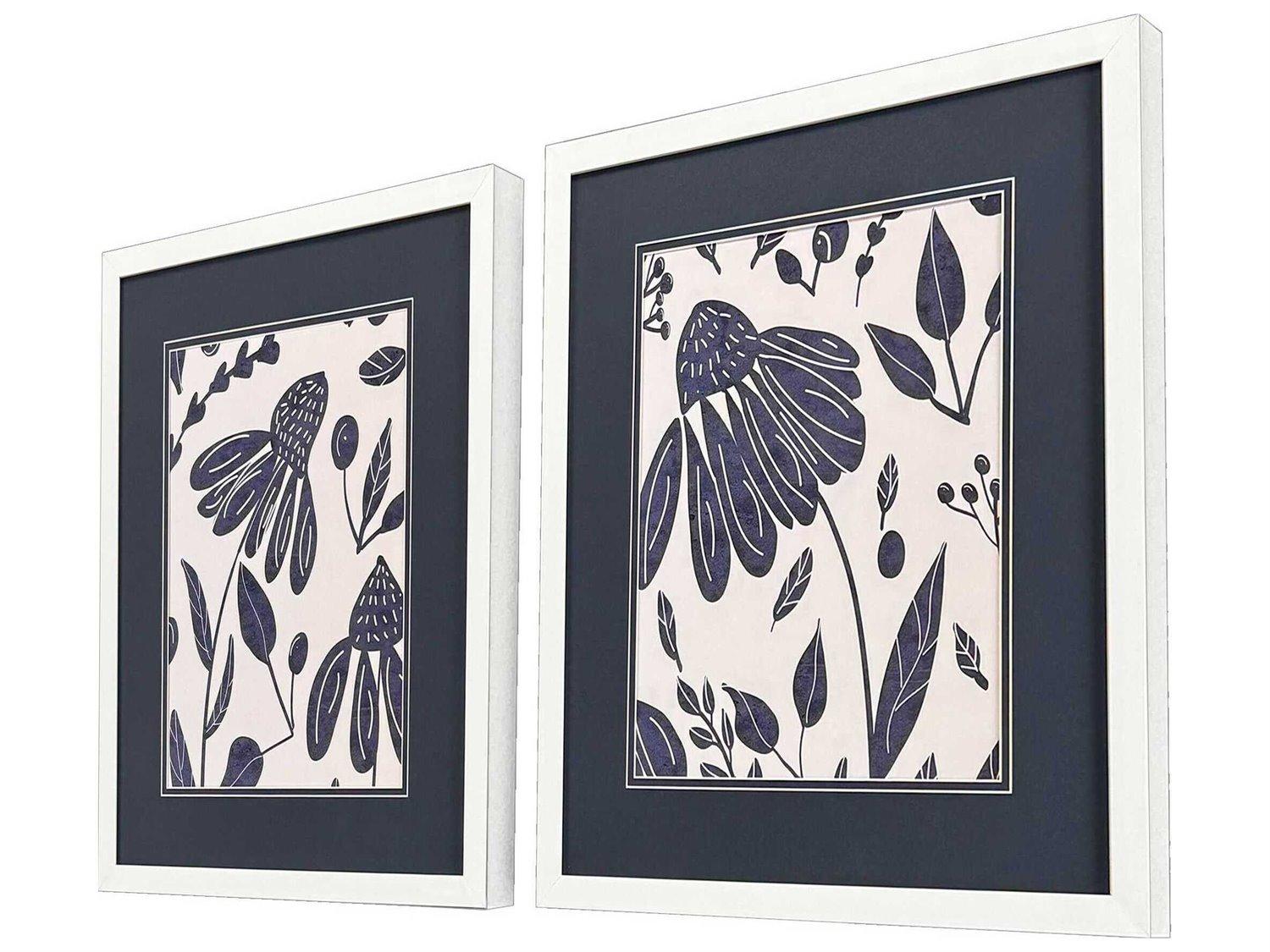 Paragon Florals Denim Floral Wall Art Set of 2