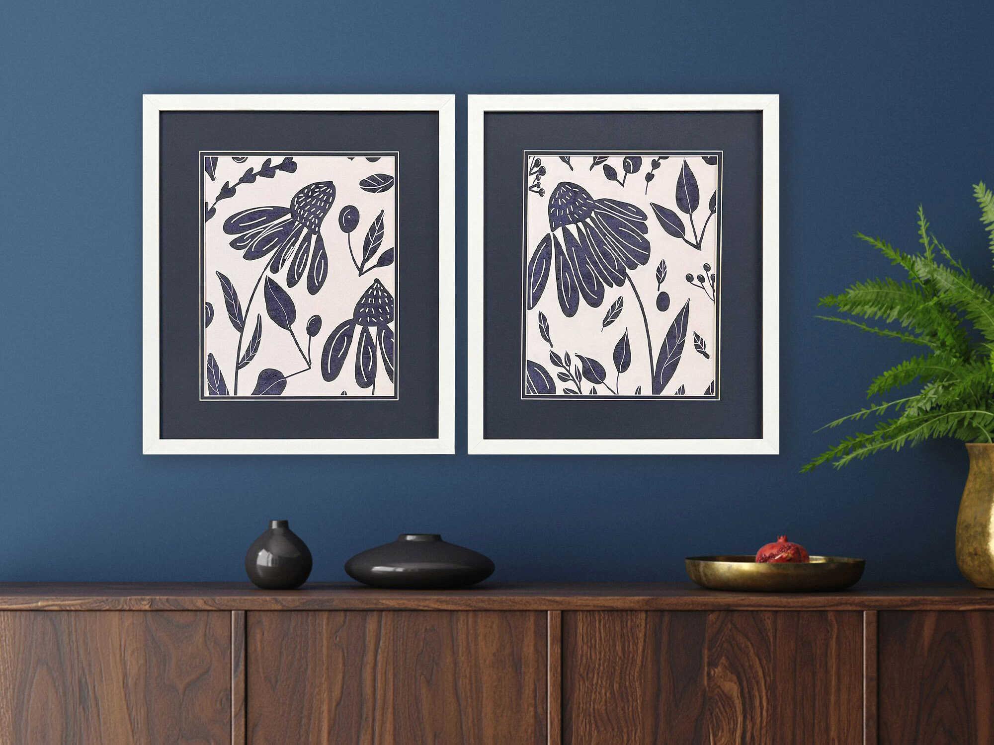 Paragon Florals Denim Floral Wall Art Set of 2