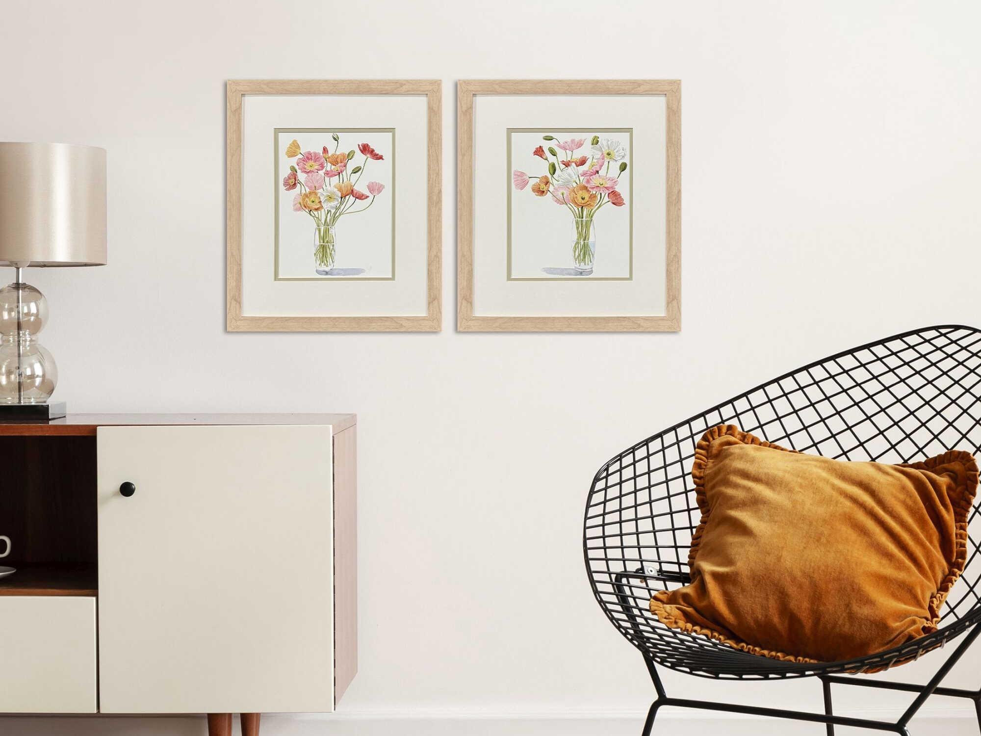 Paragon Florals Wiry Poppies Wall Art Set of 2