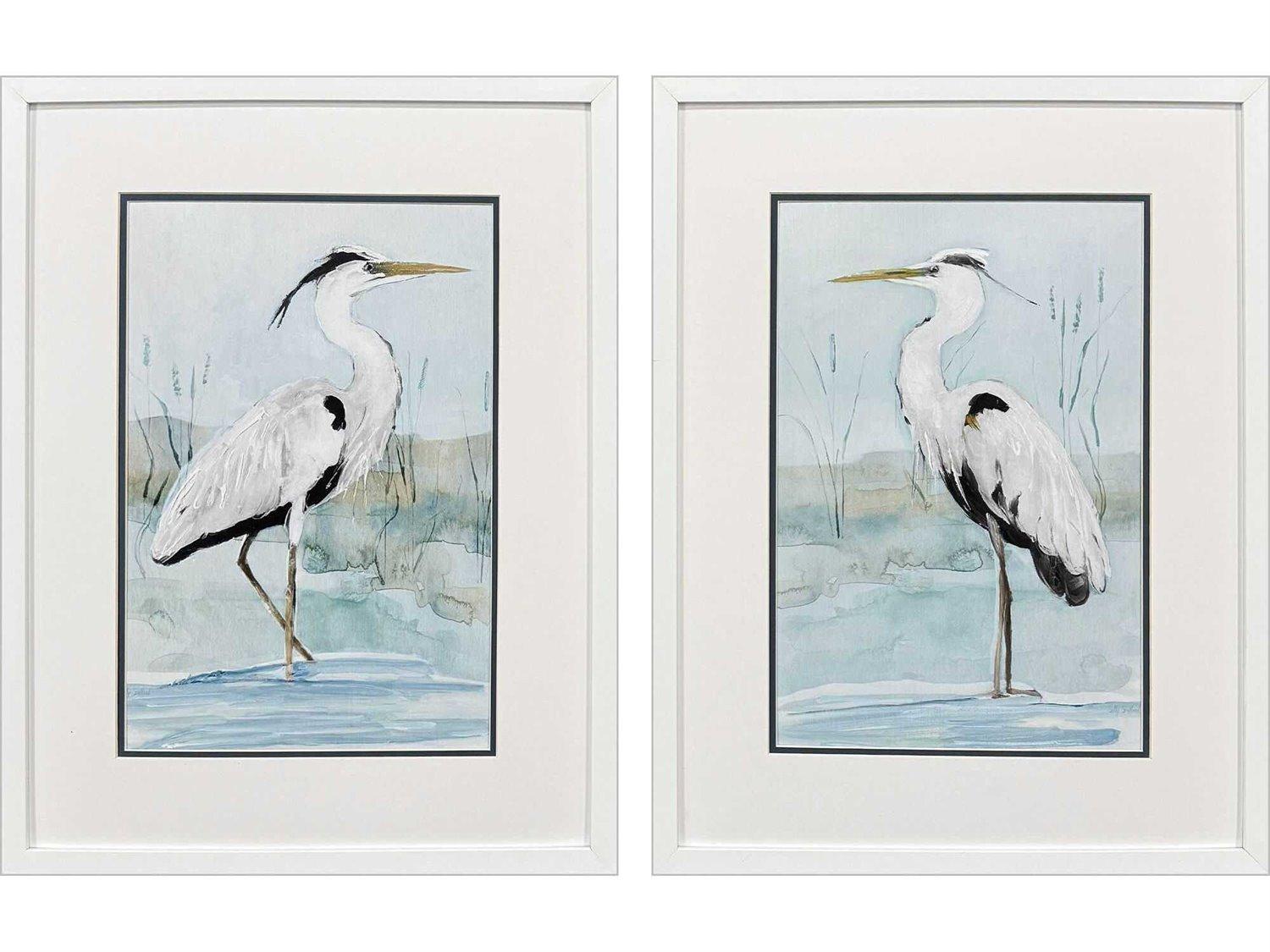 Paragon Animals Heron on Blue Wall Art Set of 2