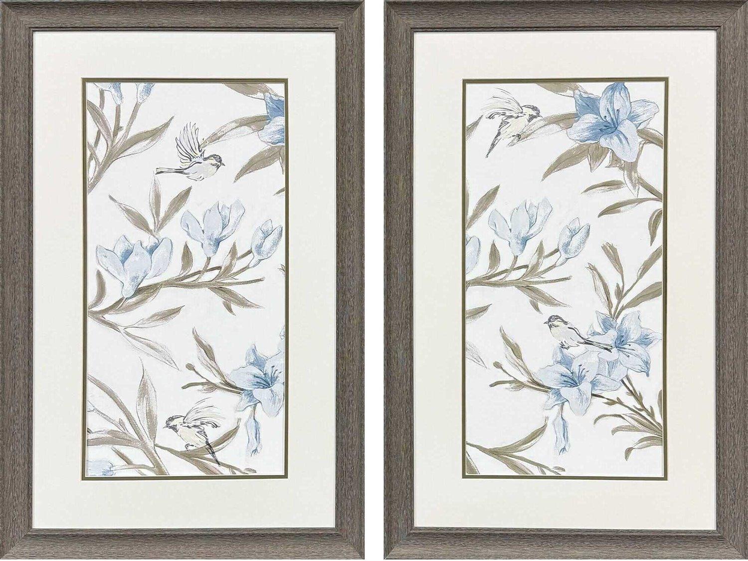 Paragon Florals Blue Flower Beauty Wall Art Set of 2
