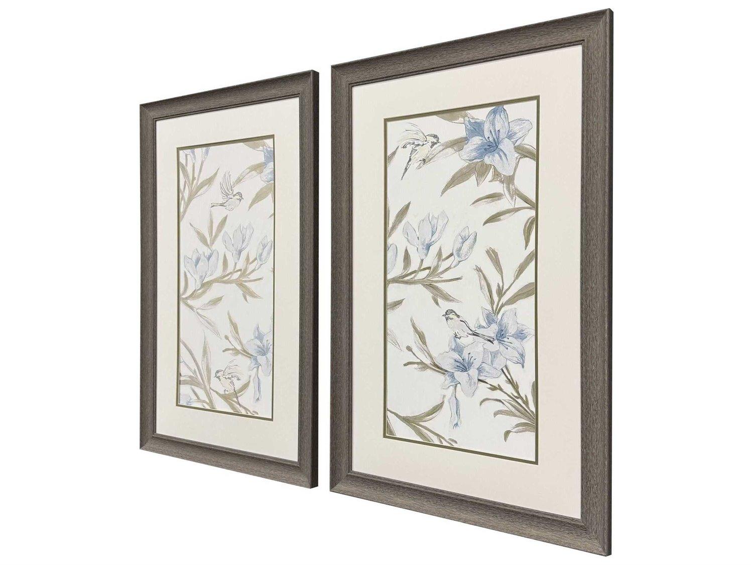 Paragon Florals Blue Flower Beauty Wall Art Set of 2