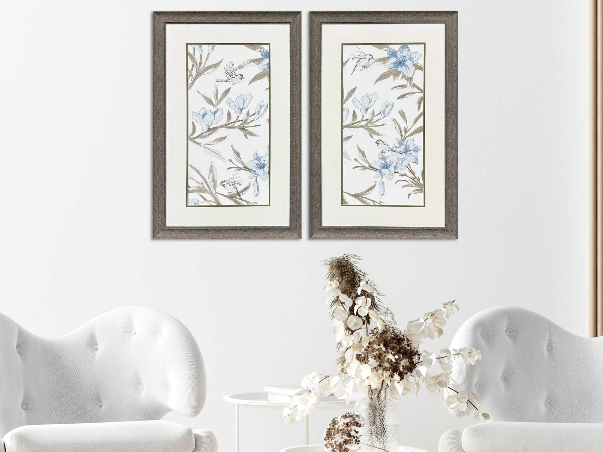 Paragon Florals Blue Flower Beauty Wall Art Set of 2