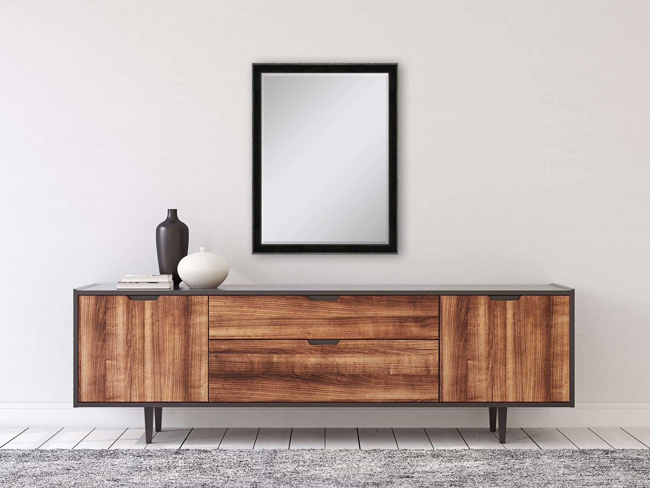 Paragon 535 Mirror Group Black Metallic Silvered Wall Rectangular Mirror