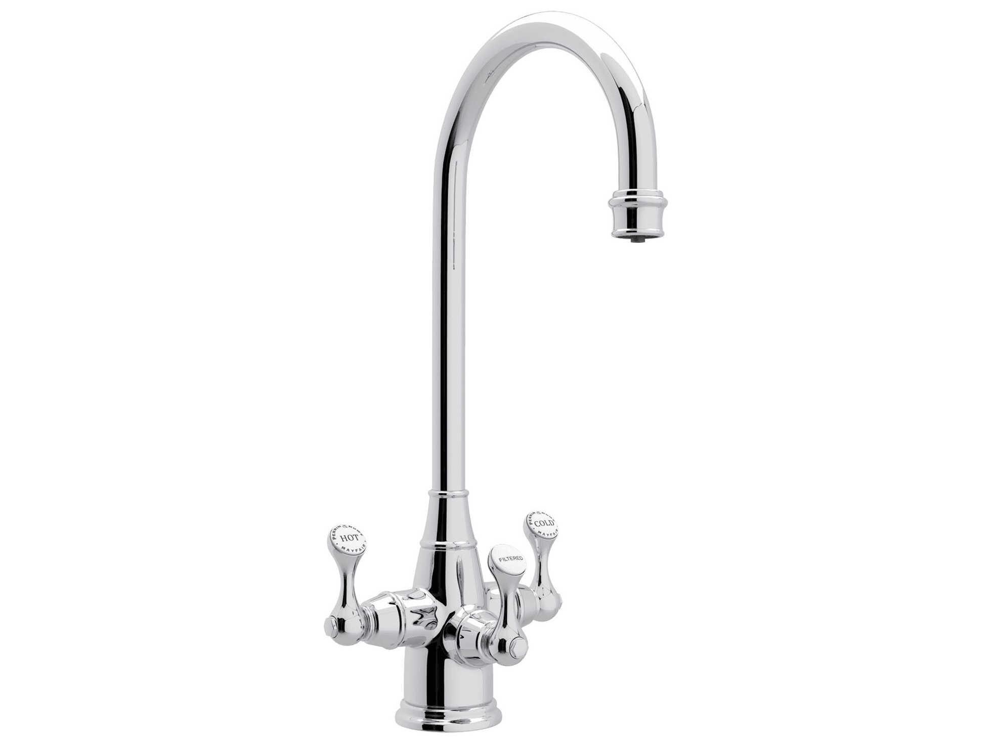 Perrin and Rowe Georgian Era Polished Chrome Three Handle Bar/Food Prep Filter Kitchen Faucet