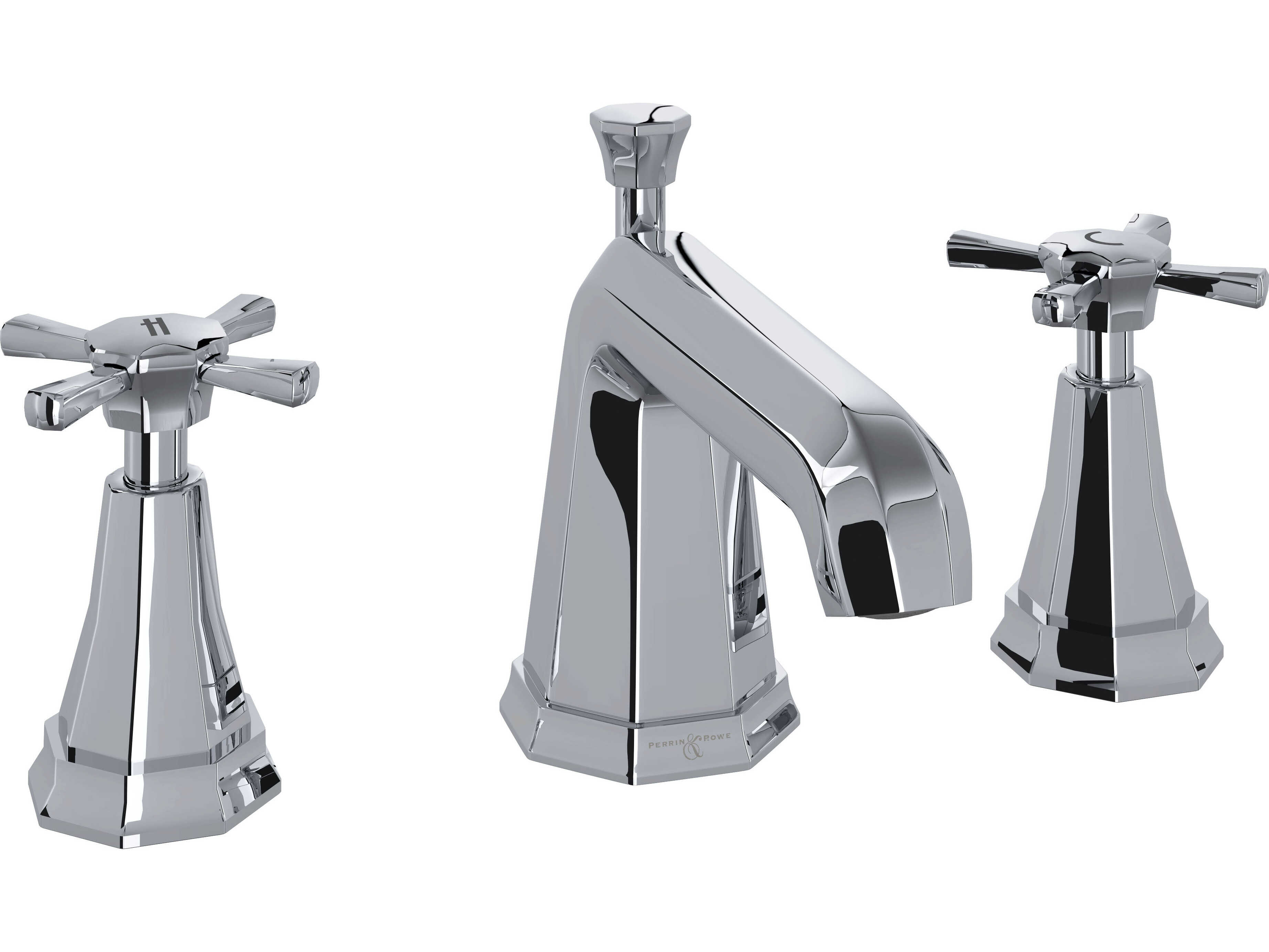 Perrin and Rowe Deco Polished Chrome Deco Widespread Lavatory Faucet