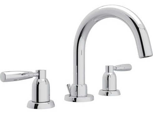 Perrin and Rowe Holborn Polished Chrome Widespread Lavatory Faucet with C-Spout