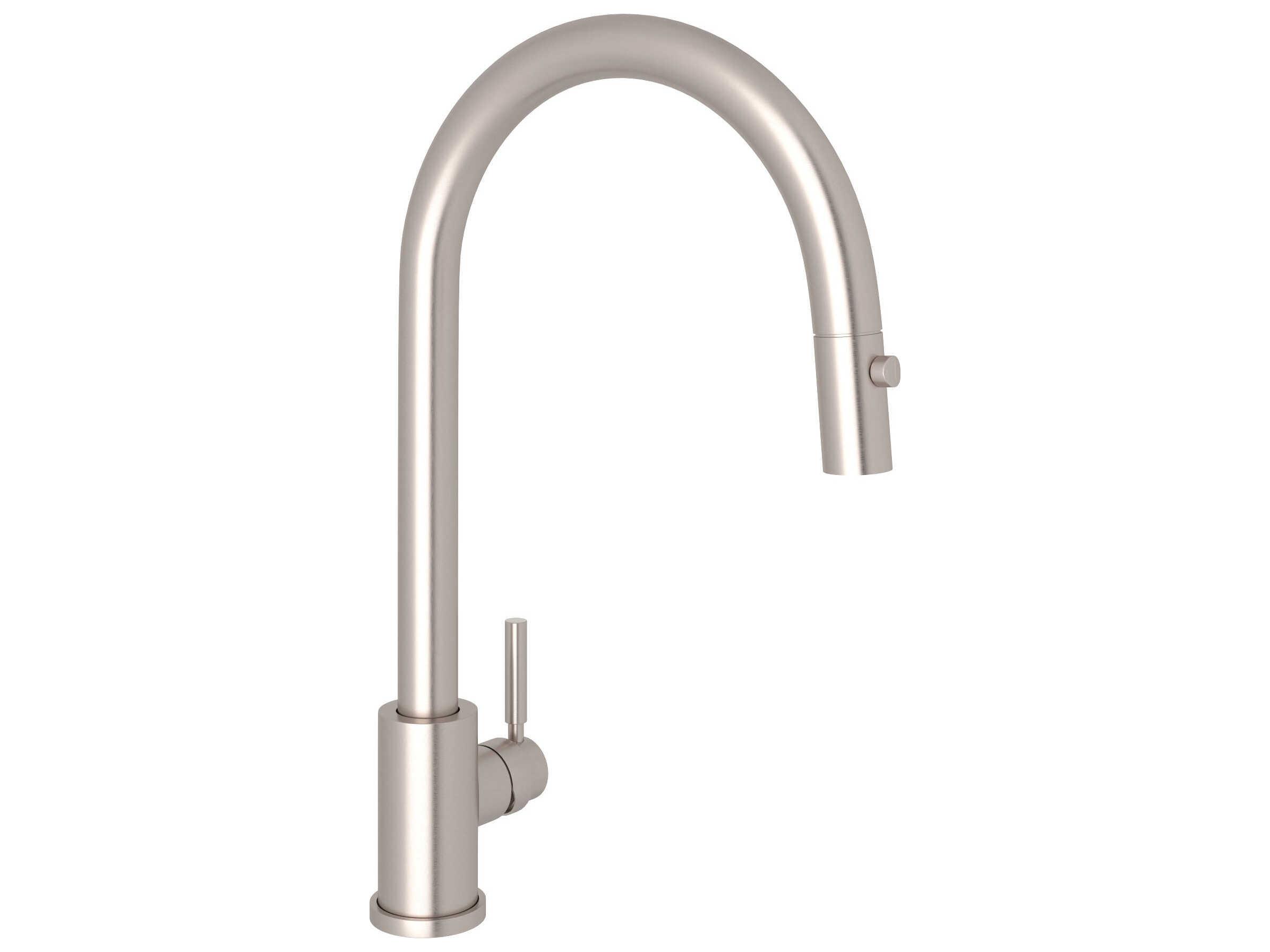 Perrin and Rowe Holborn Satin Nickel Pull-Down Kitchen Faucet with C-Spout