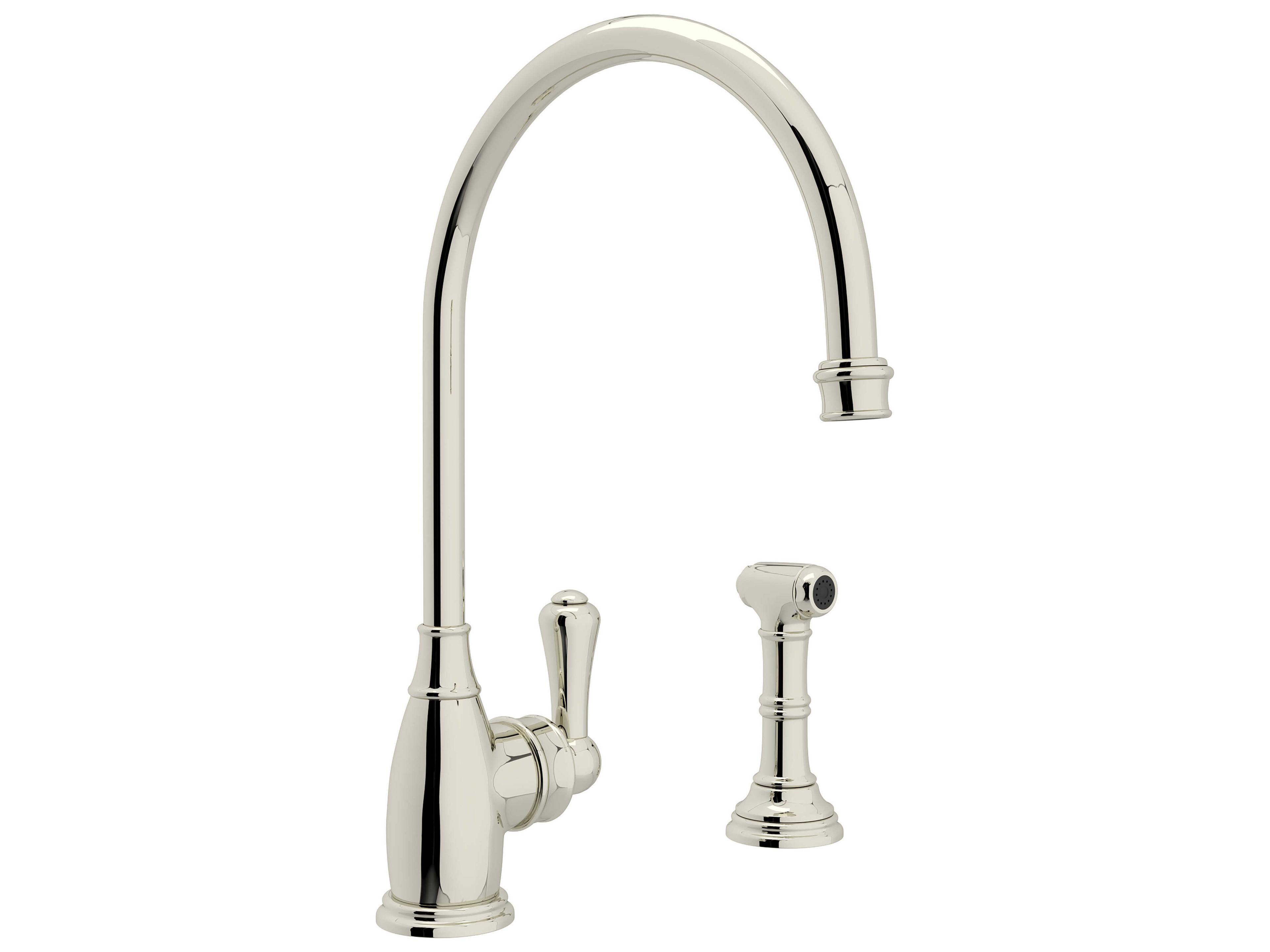 Perrin and Rowe Georgian Era Polished Nickel Kitchen Faucet with Side Spray