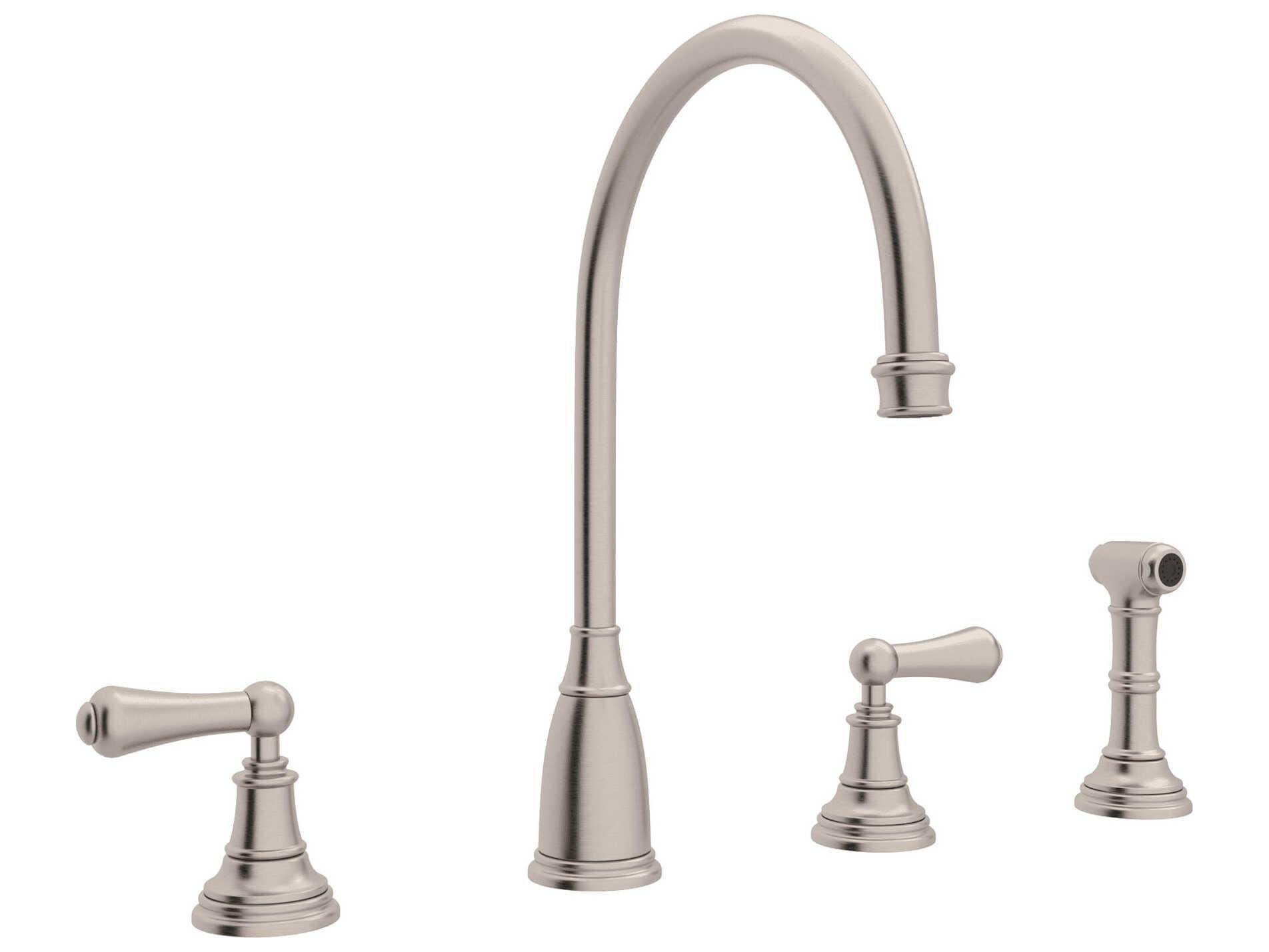 Perrin and Rowe Georgian Era Satin Nickel Two Handle Kitchen Faucet with Side Spray