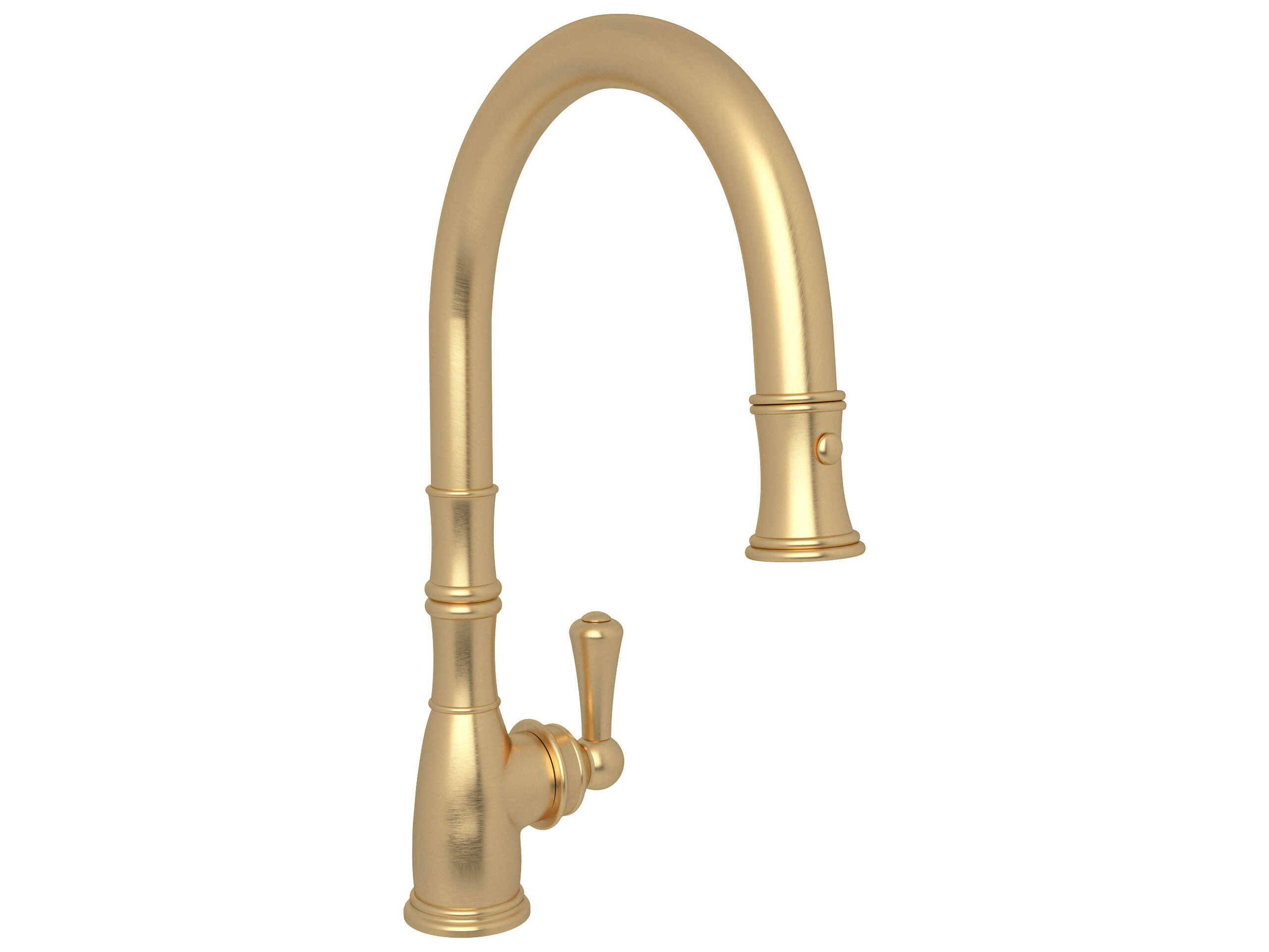 Perrin and Rowe Georgian Era Satin English Gold Pull-Down Kitchen Faucet