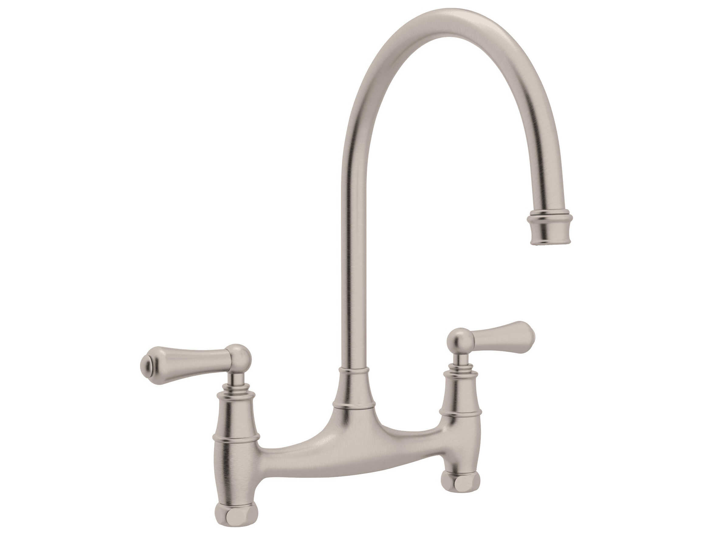 Perrin and Rowe Georgian Era Satin Nickel Bridge Kitchen Faucet Without Unions