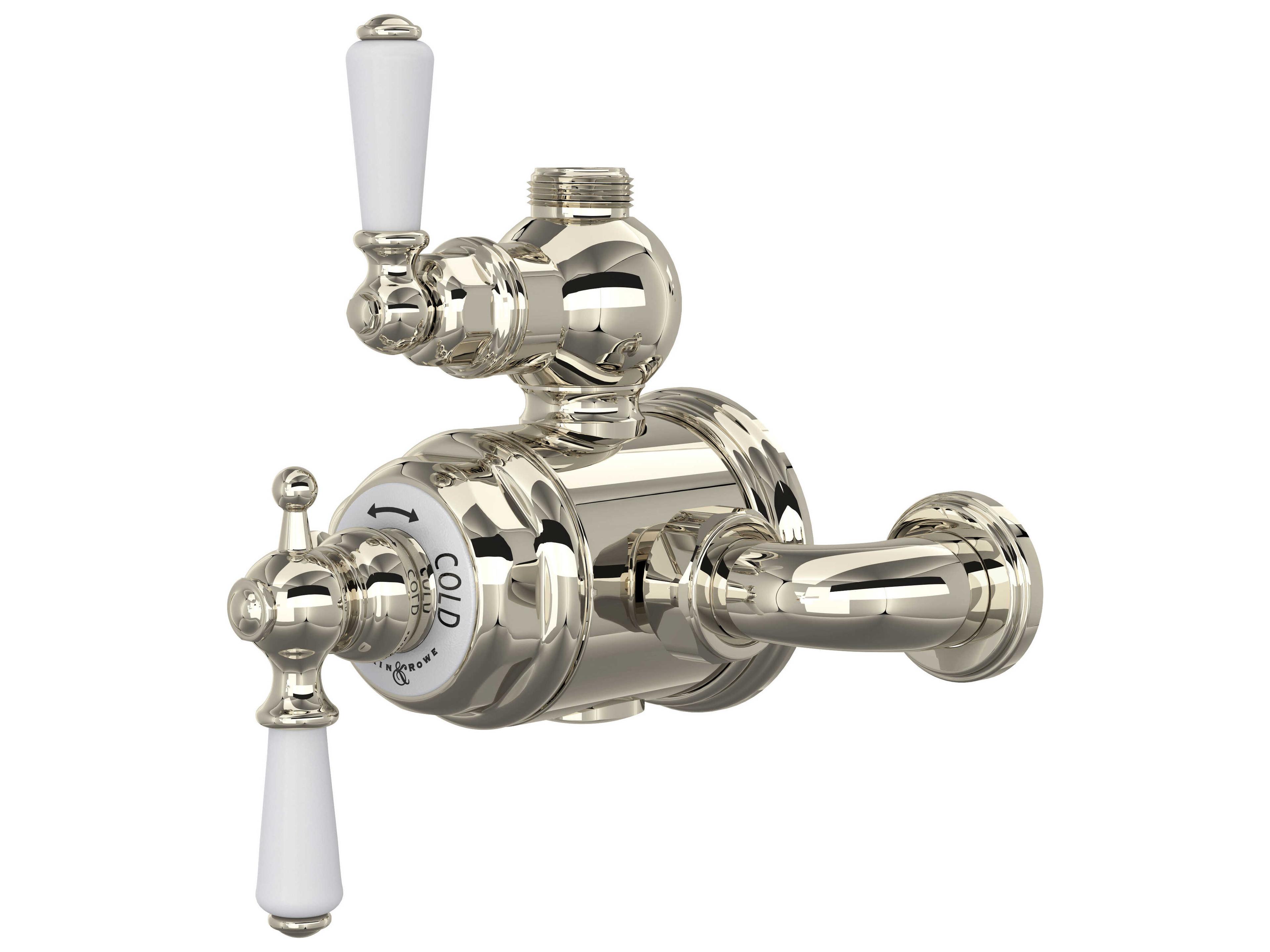 Perrin and Rowe Edwardian Polished Nickel Exposed Therm Valve with Volume and Temperature Control