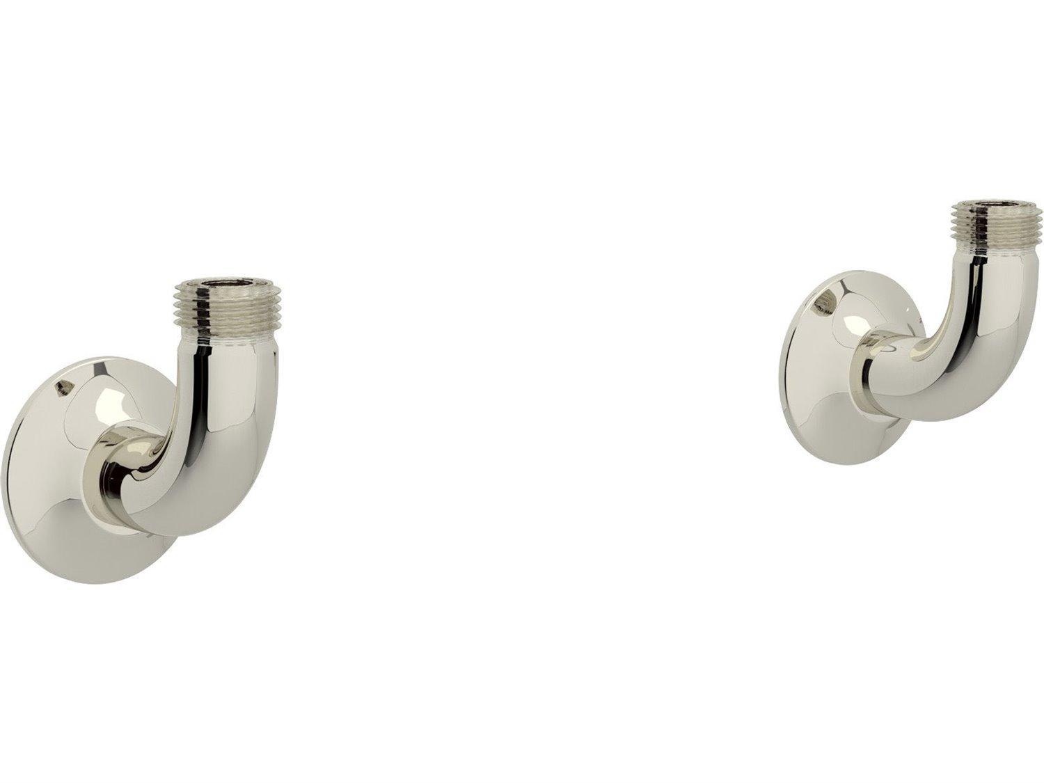 Perrin and Rowe Georgian Era Polished Nickel Pair of Wall Unions for Bridge Faucets