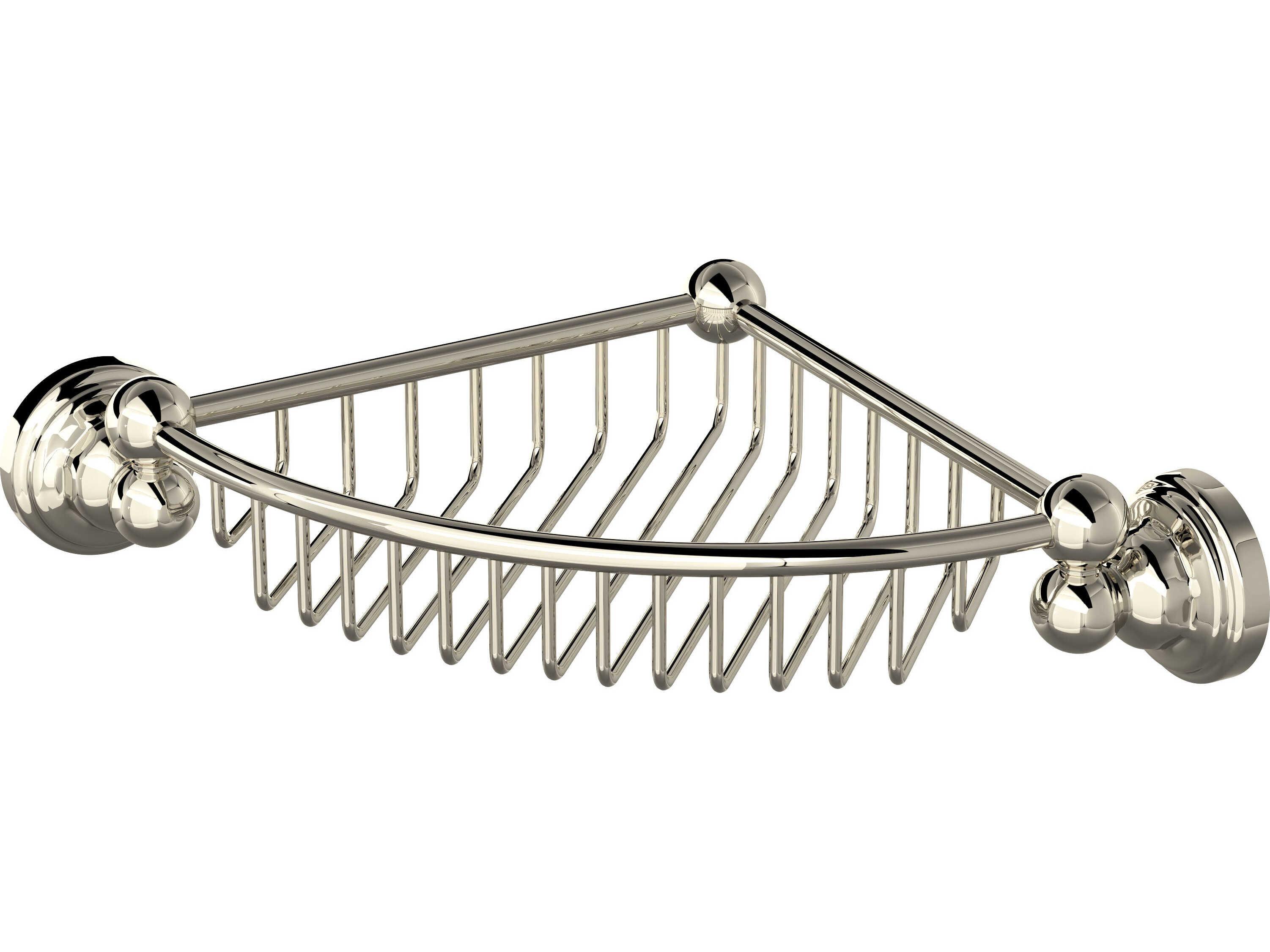 Perrin and Rowe Edwardian Polished Nickel Wall Mount Corner Basket