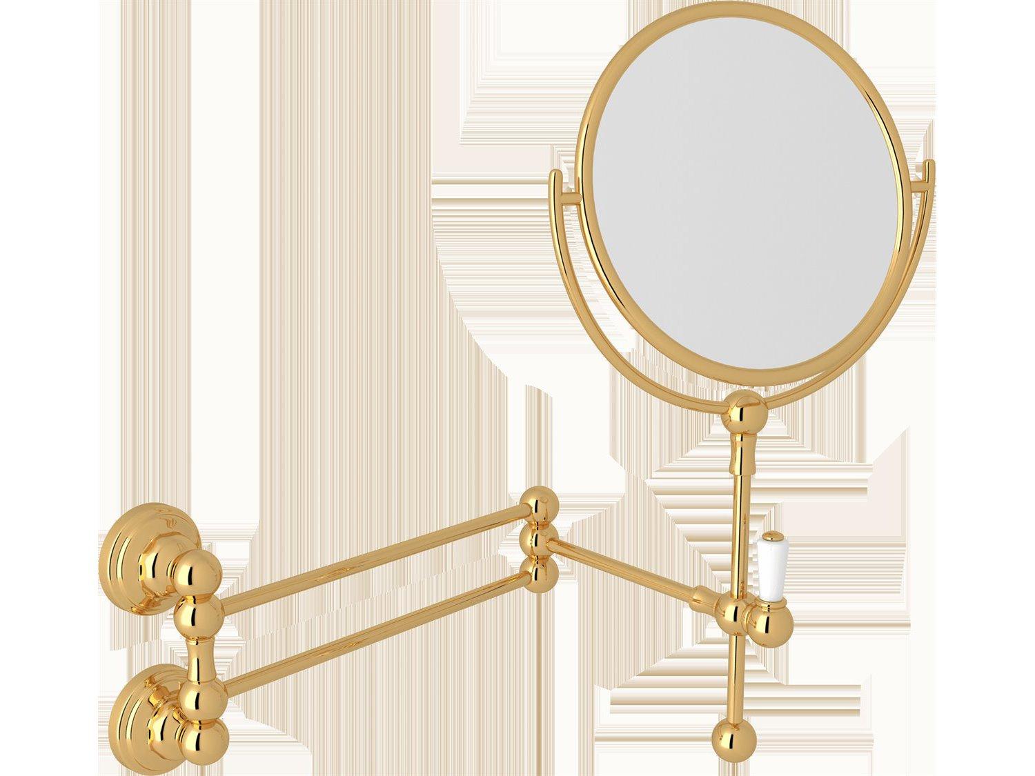 Perrin and Rowe Edwardian Wall Mounted Shaving Mirror In English Gold