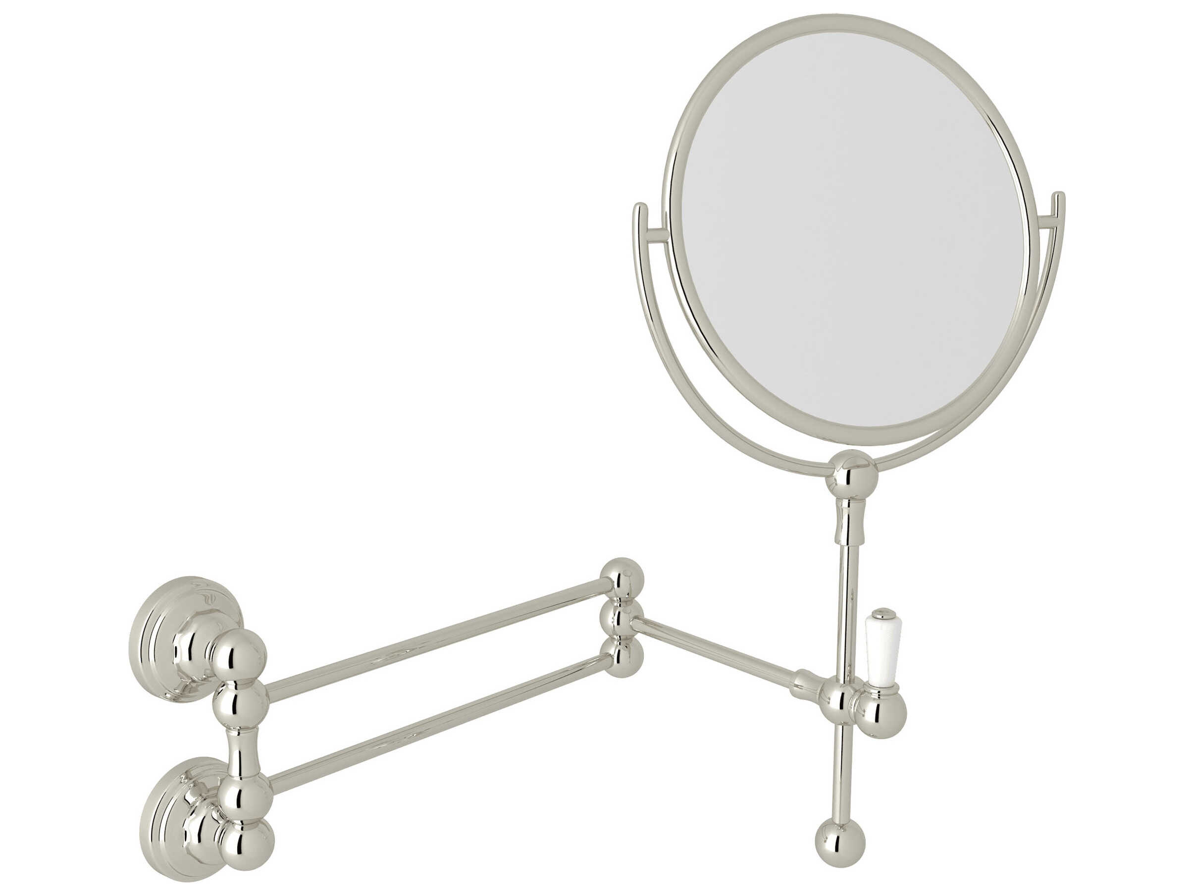 Perrin and Rowe Edwardian Polished Nickel Wall Mount Makeup Mirror