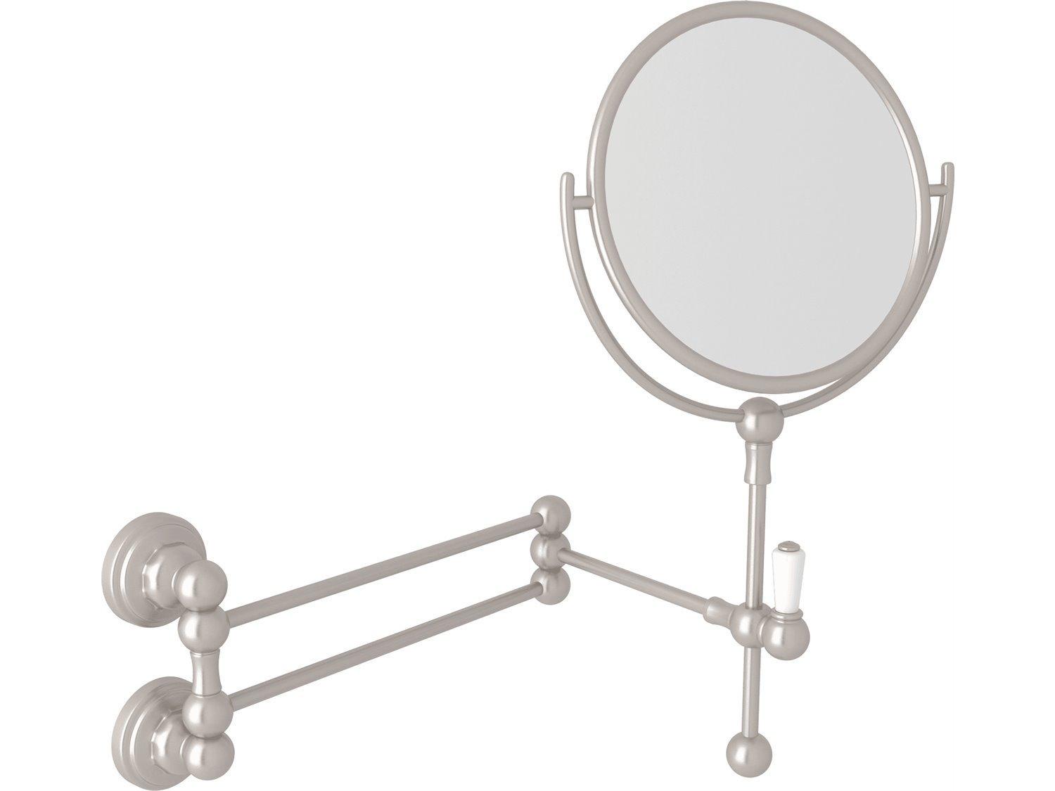 Perrin and Rowe Edwardian Wall Mounted Shaving Mirror In Satin Nickel