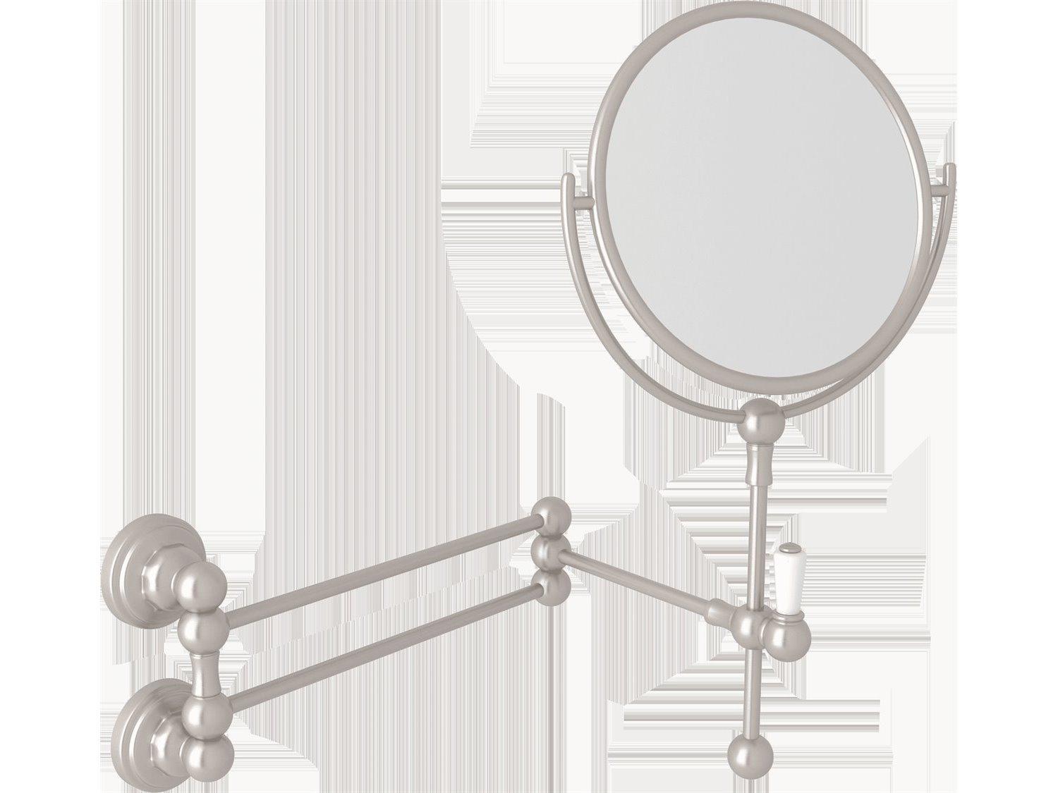 Perrin and Rowe Edwardian Wall Mounted Shaving Mirror In Satin Nickel