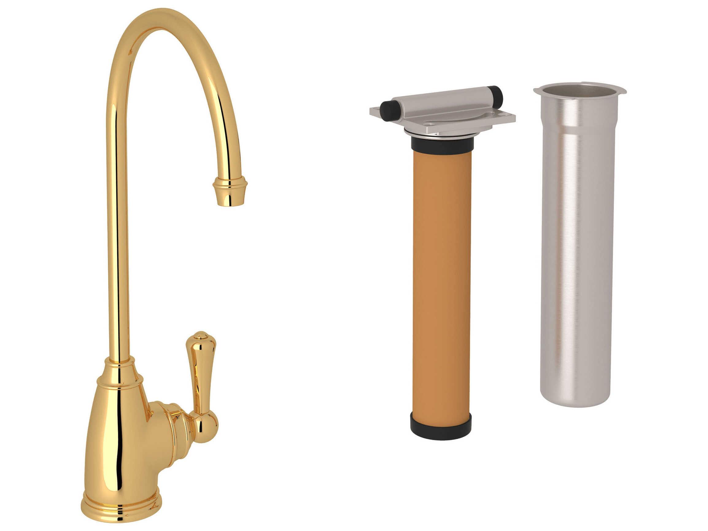 Perrin and Rowe Georgian Era Unlacquered Brass Filter Kitchen Faucet Kit