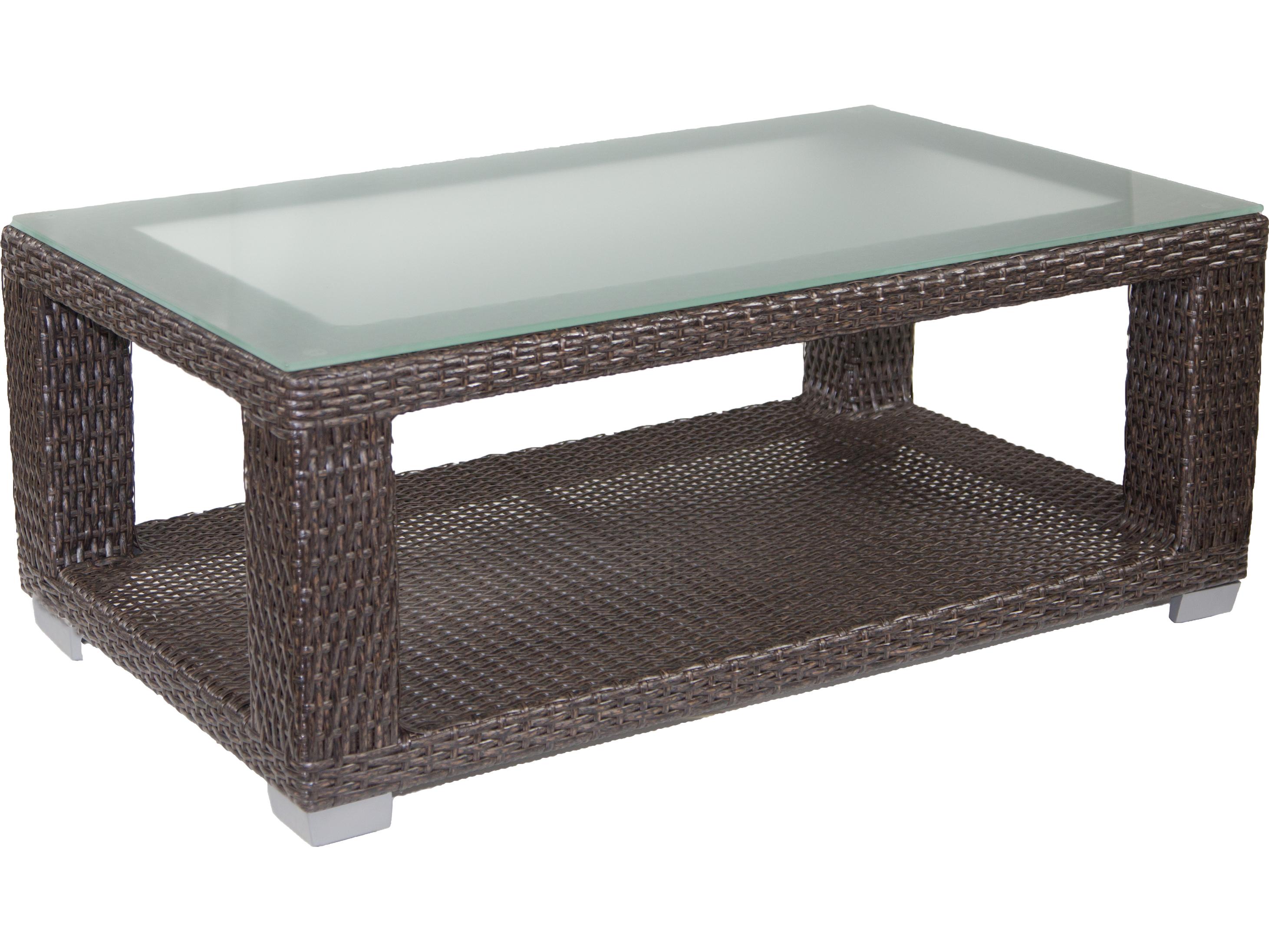 Axcess Inc Signature Outdoor Patio Coffee Table with Glass