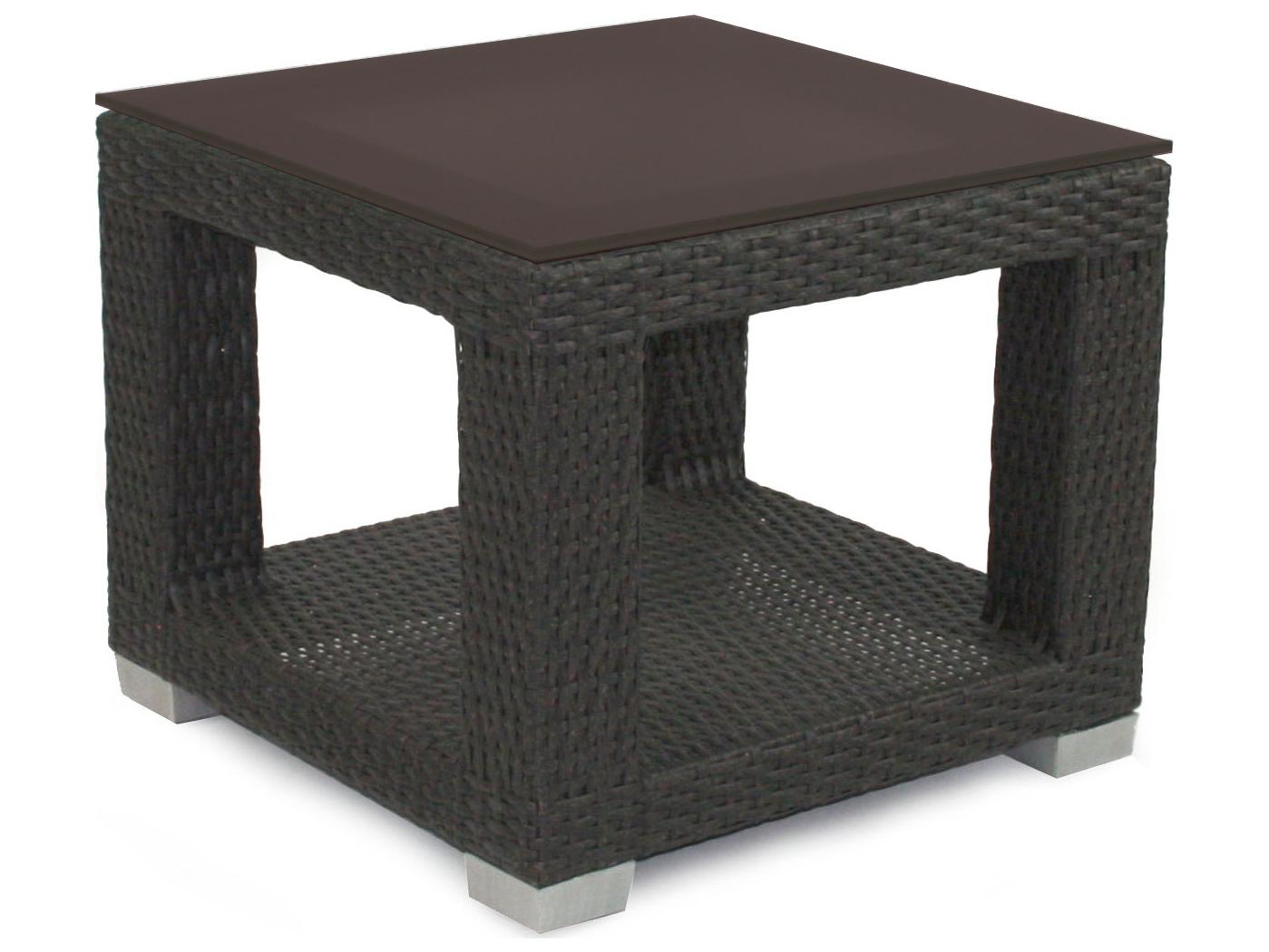 Axcess Inc Signature Square Patio End Table with Glass
